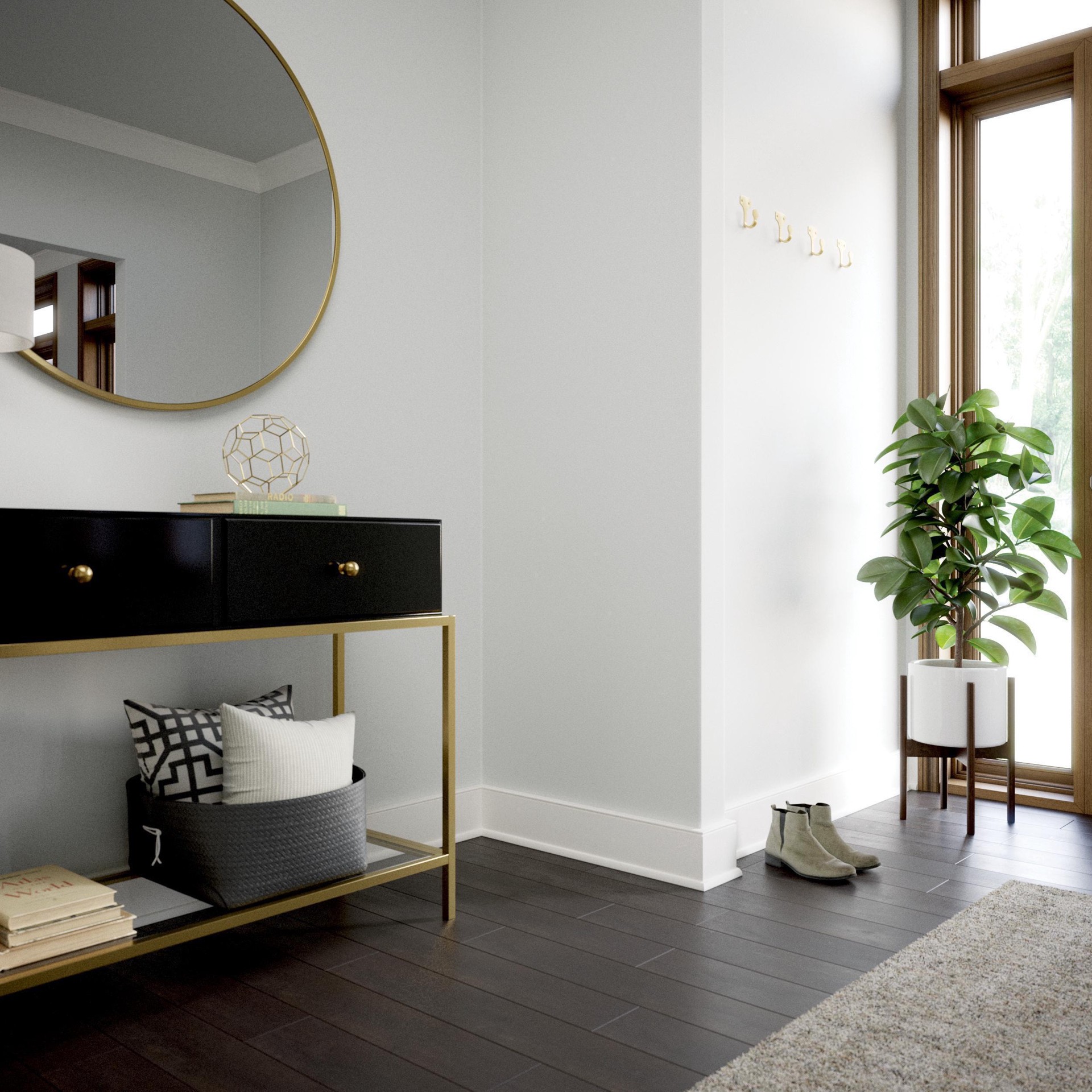 slide 5 of 6, allen + roth Orin 1-1/8-in Brushed Brass Round Modern Cabinet Knob, 1 ct