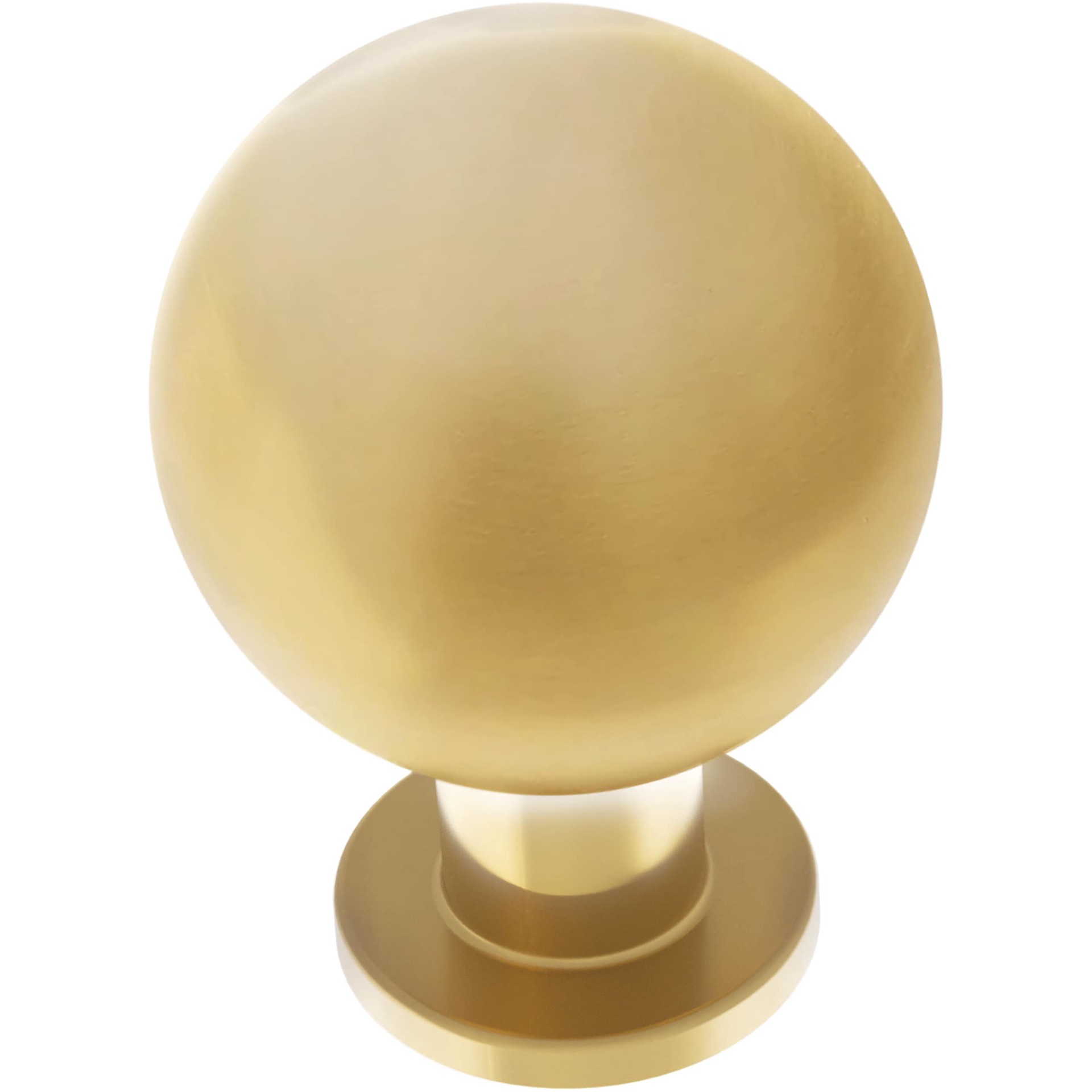 slide 1 of 6, allen + roth Orin 1-1/8-in Brushed Brass Round Modern Cabinet Knob, 1 ct