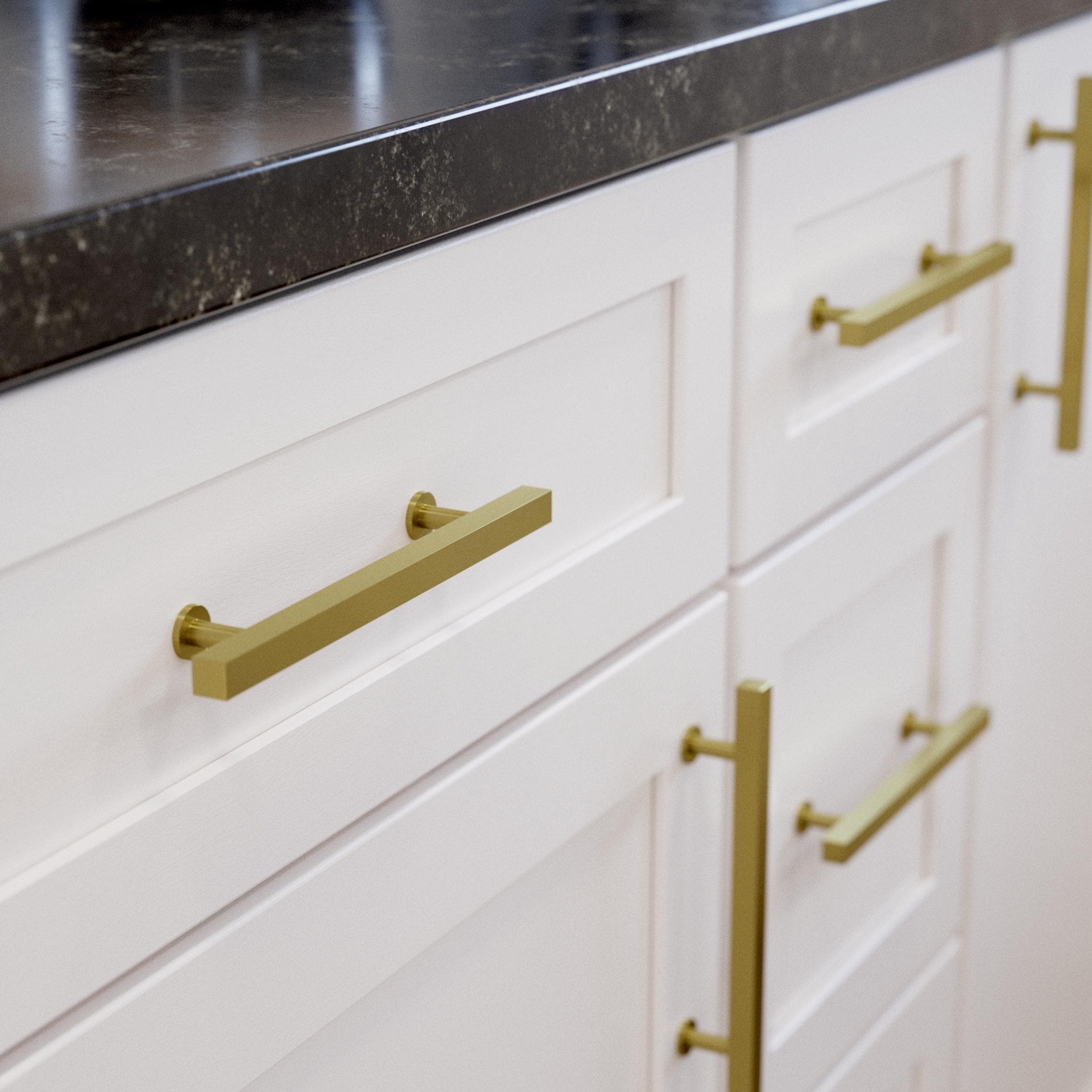 slide 2 of 6, Origin 21 Gunnar 5-1/16-in , 128mm Center to Center Satin Gold Square Bar Drawer Pull, 1 ct