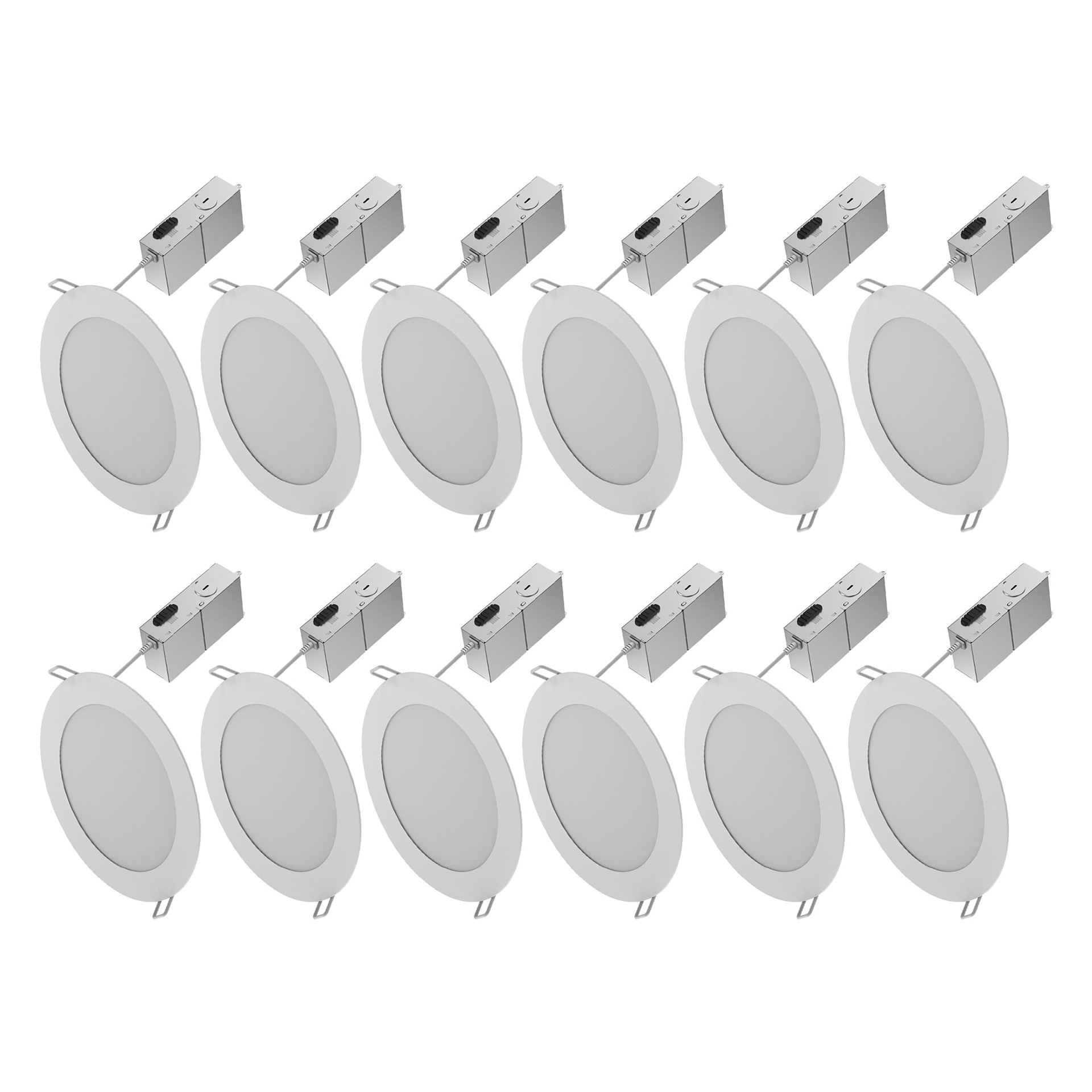 slide 1 of 6, Utilitech White 6-in 850-Lumen Switchable White Round Dimmable LED Canless Recessed Downlight (12-Pack), 1 ct