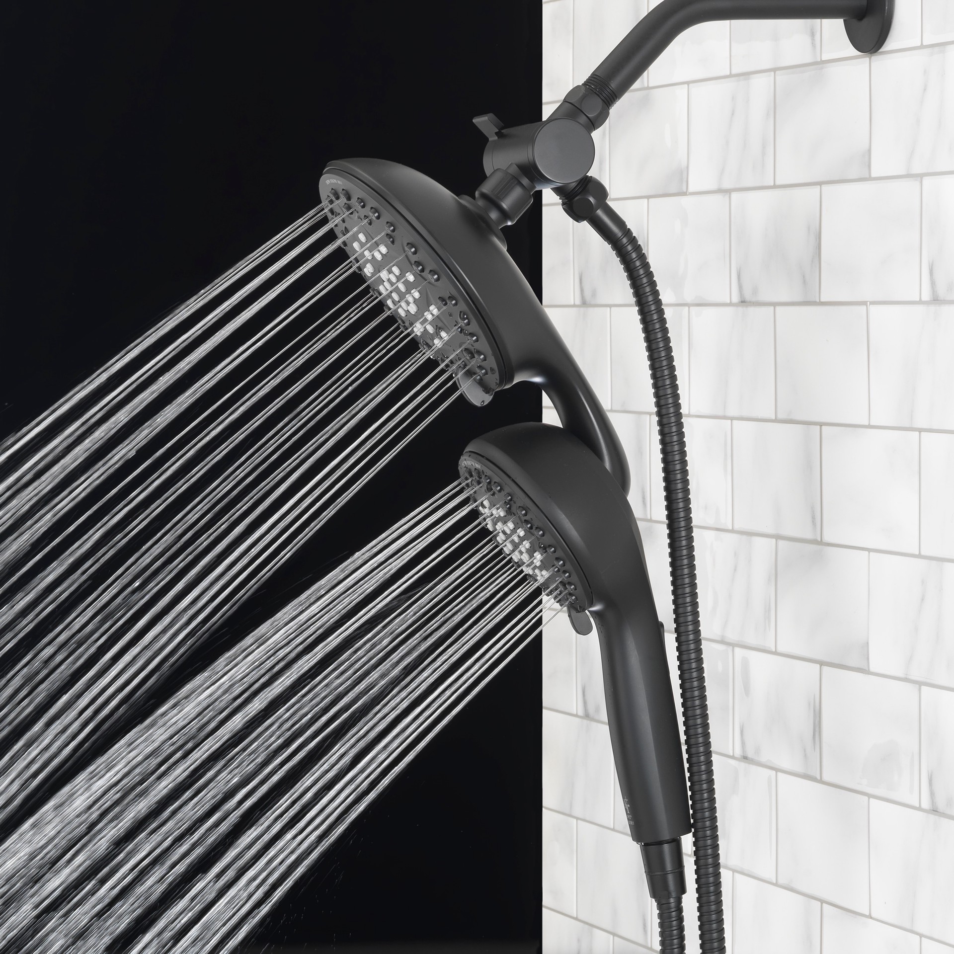 slide 6 of 6, allen + roth Galway 6 -Spray Matte Black 5-in Round Shower Head with Handheld Combo 1.8 GPM, 1 ct