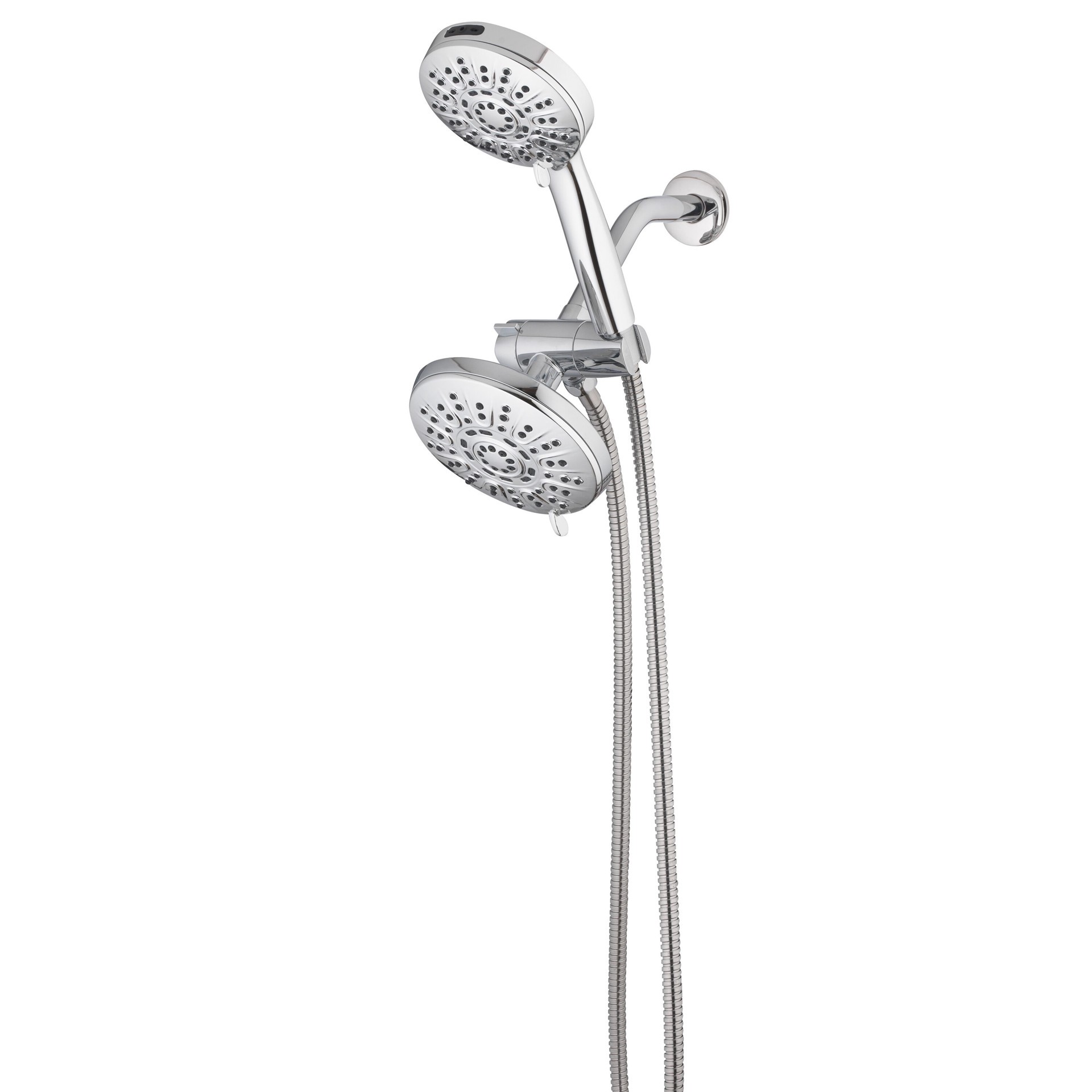 slide 1 of 6, allen + roth Nevis 6.0 -Spray Chrome 5-in Round Shower Head with Handheld Combo 1.8 GPM, 1 ct
