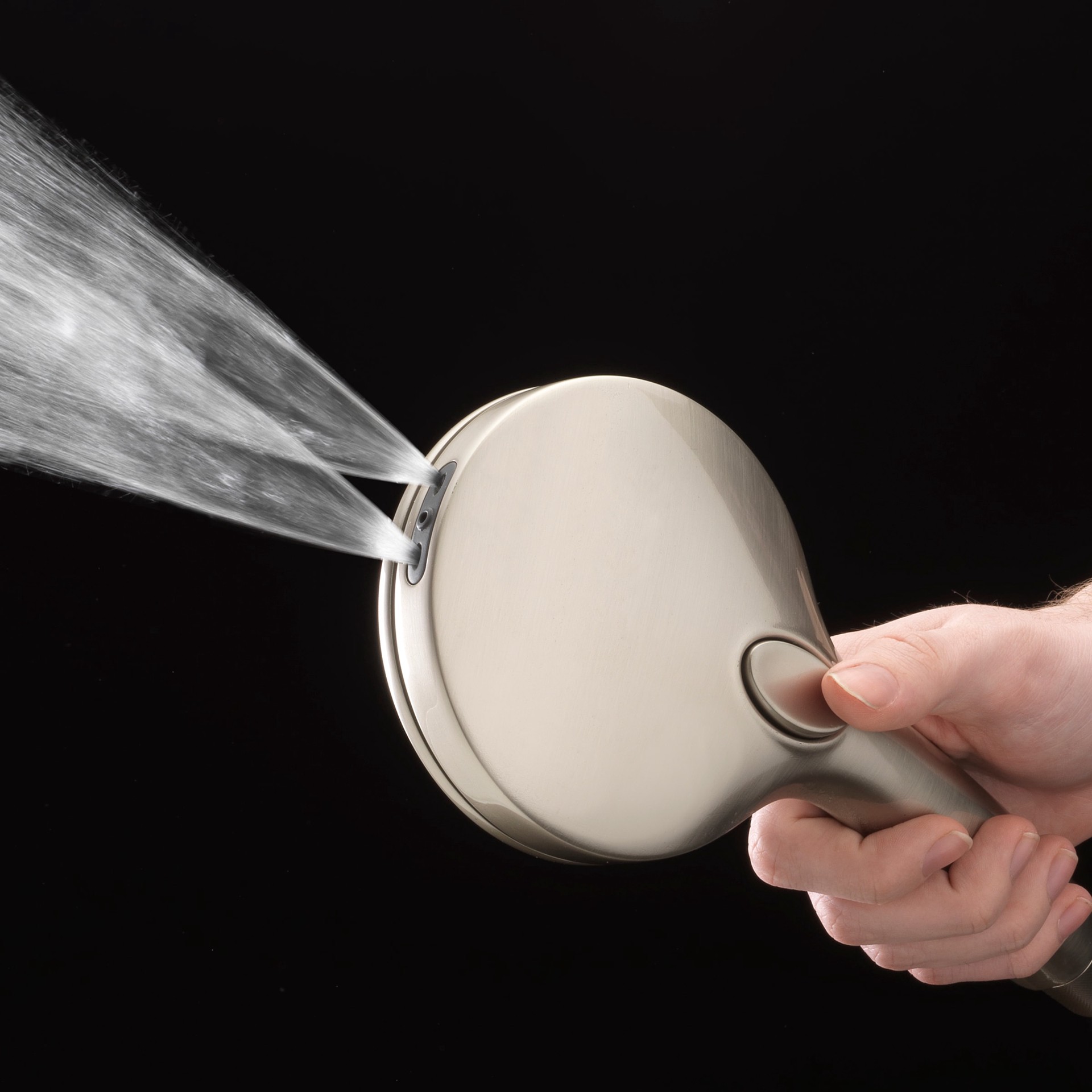 slide 3 of 6, allen + roth Nevis 6 -Spray Brushed Nickel 4-in Round Handheld Shower Head 1.8 GPM, 1 ct