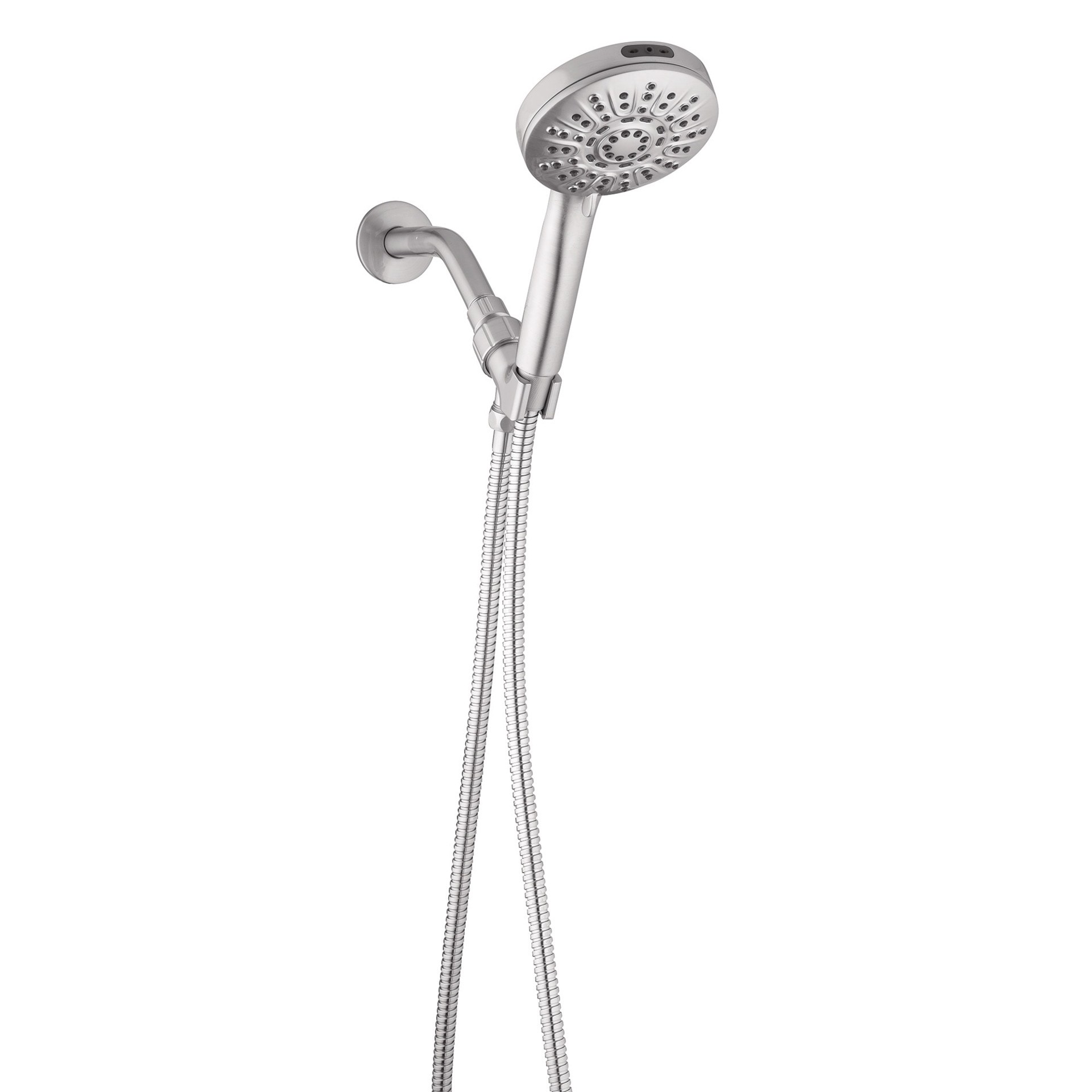 slide 1 of 6, allen + roth Nevis 6 -Spray Brushed Nickel 4-in Round Handheld Shower Head 1.8 GPM, 1 ct