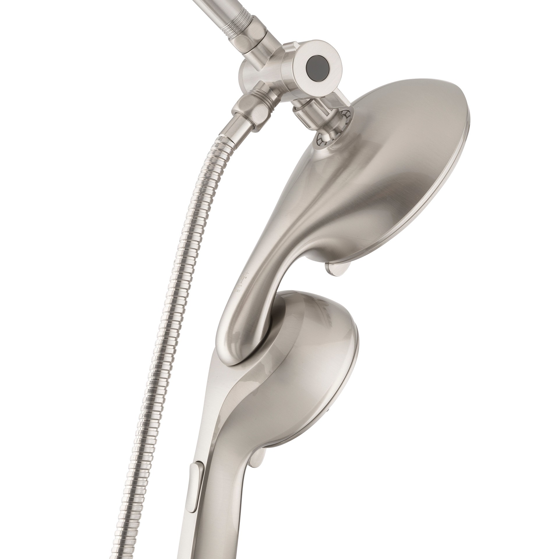 slide 2 of 6, allen + roth Galway 6 -Spray Brushed Nickel 5-in Round Shower Head with Handheld Combo 1.8 GPM, 1 ct