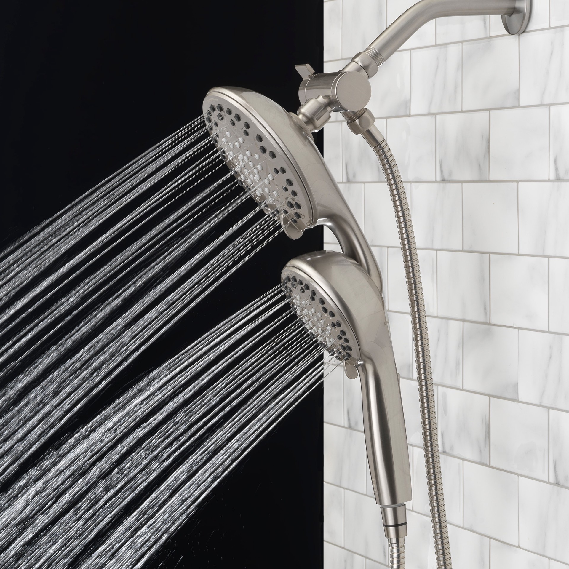 slide 5 of 6, allen + roth Galway 6 -Spray Brushed Nickel 5-in Round Shower Head with Handheld Combo 1.8 GPM, 1 ct