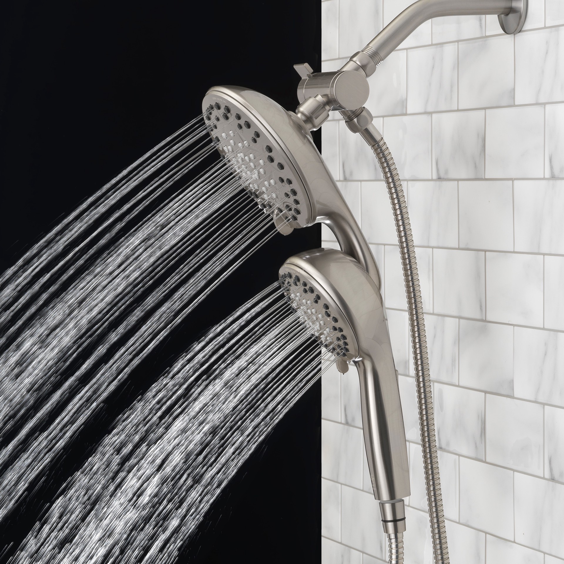 slide 6 of 6, allen + roth Galway 6 -Spray Brushed Nickel 5-in Round Shower Head with Handheld Combo 1.8 GPM, 1 ct