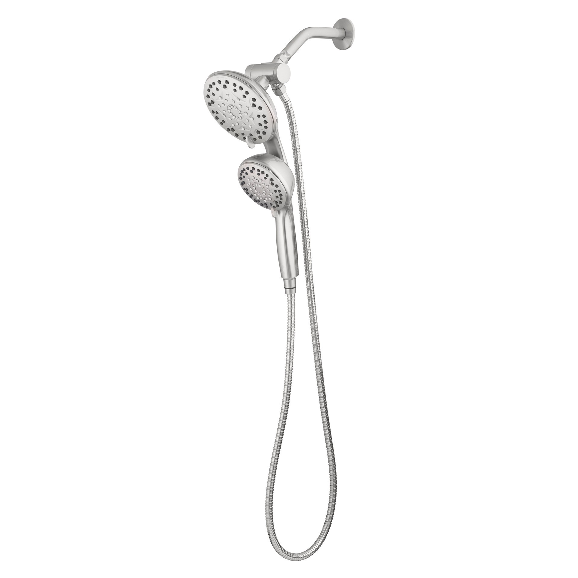 slide 1 of 6, allen + roth Galway 6 -Spray Brushed Nickel 5-in Round Shower Head with Handheld Combo 1.8 GPM, 1 ct