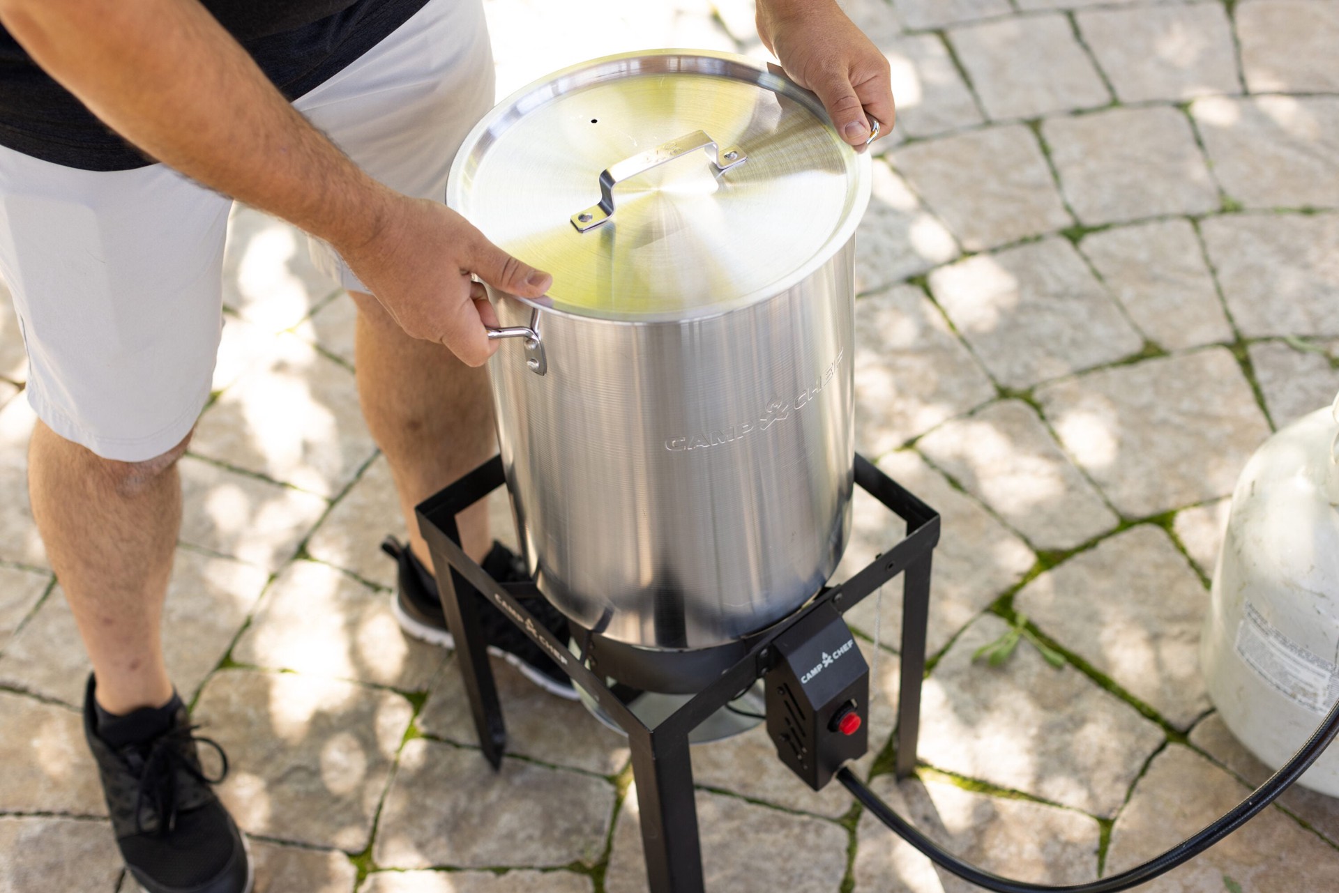 slide 2 of 6, Camp Chef 30-qt Boil Pot and 10-qt Fry Pot with 1 -Burner Propane Electronic Stainless steel Jet cooker, 1 ct