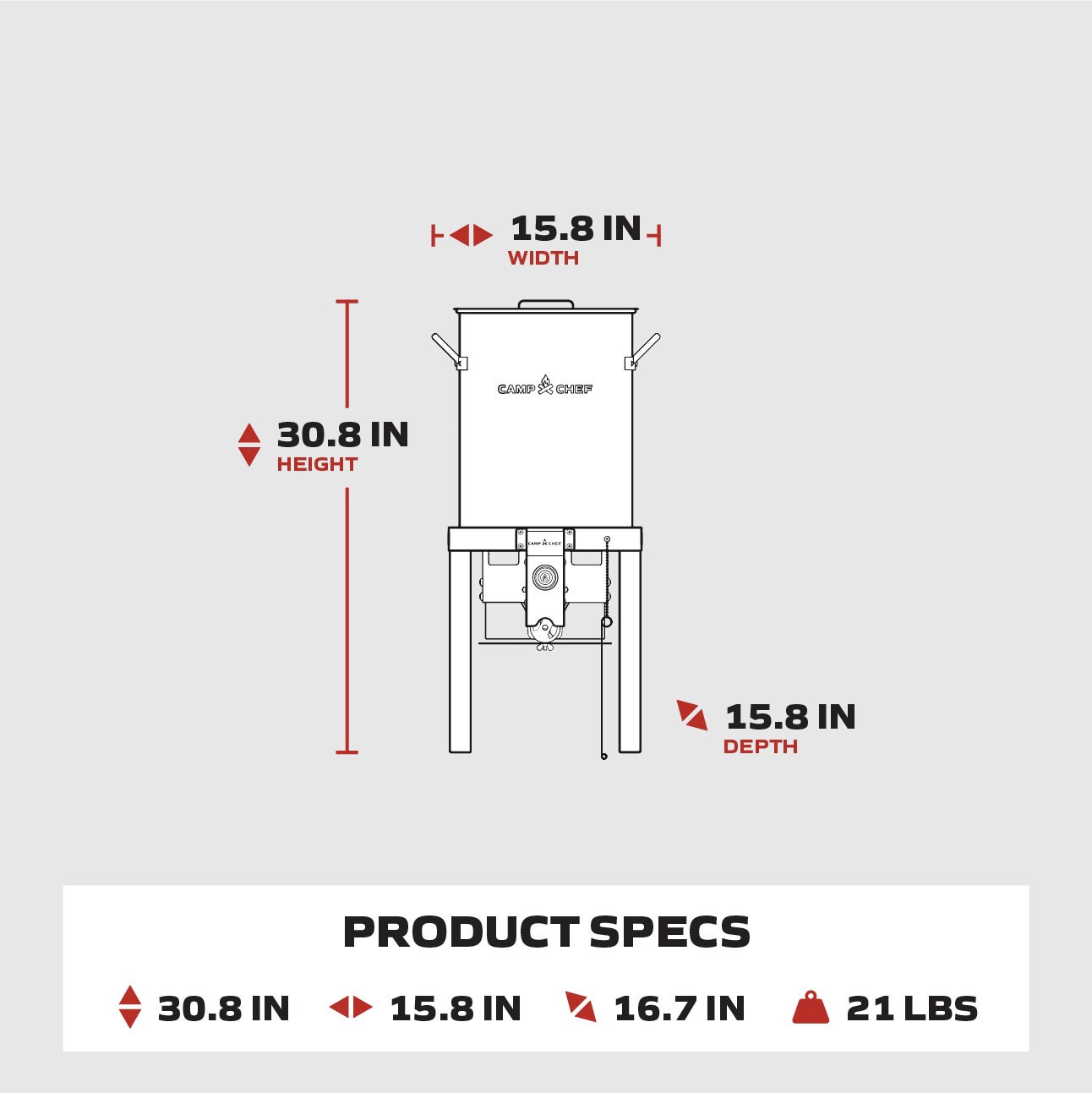 slide 3 of 6, Camp Chef 30-qt Boil Pot and 10-qt Fry Pot with 1 -Burner Propane Electronic Stainless steel Jet cooker, 1 ct