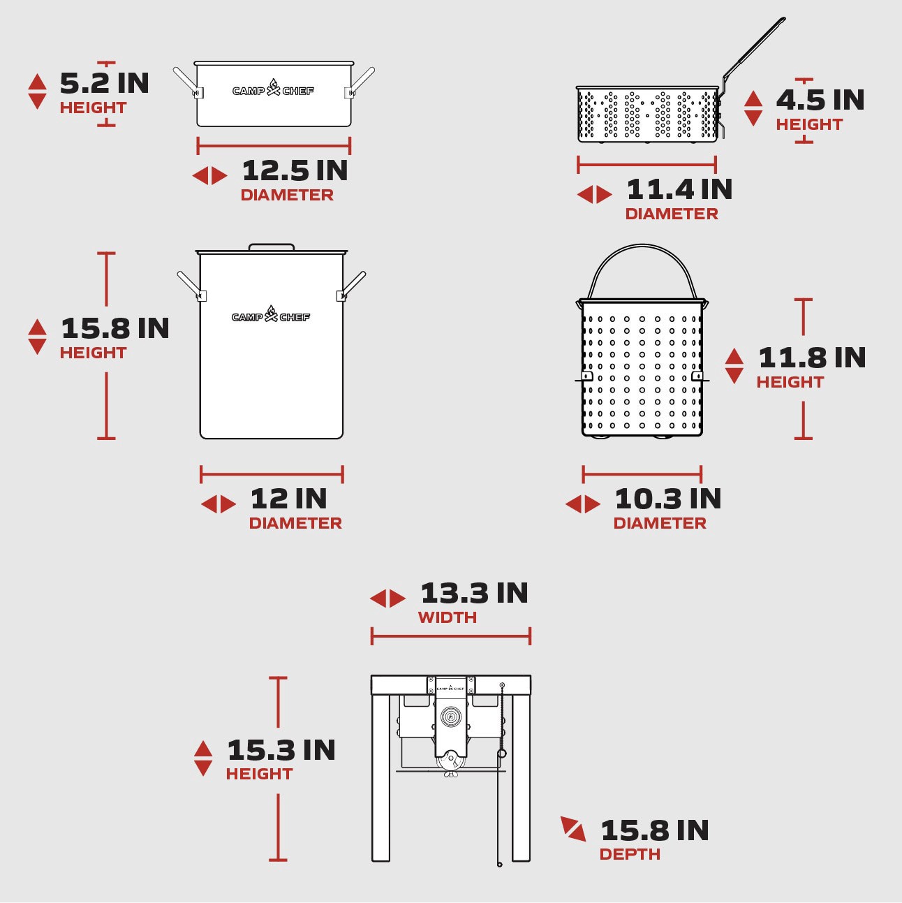 slide 4 of 6, Camp Chef 30-qt Boil Pot and 10-qt Fry Pot with 1 -Burner Propane Electronic Stainless steel Jet cooker, 1 ct