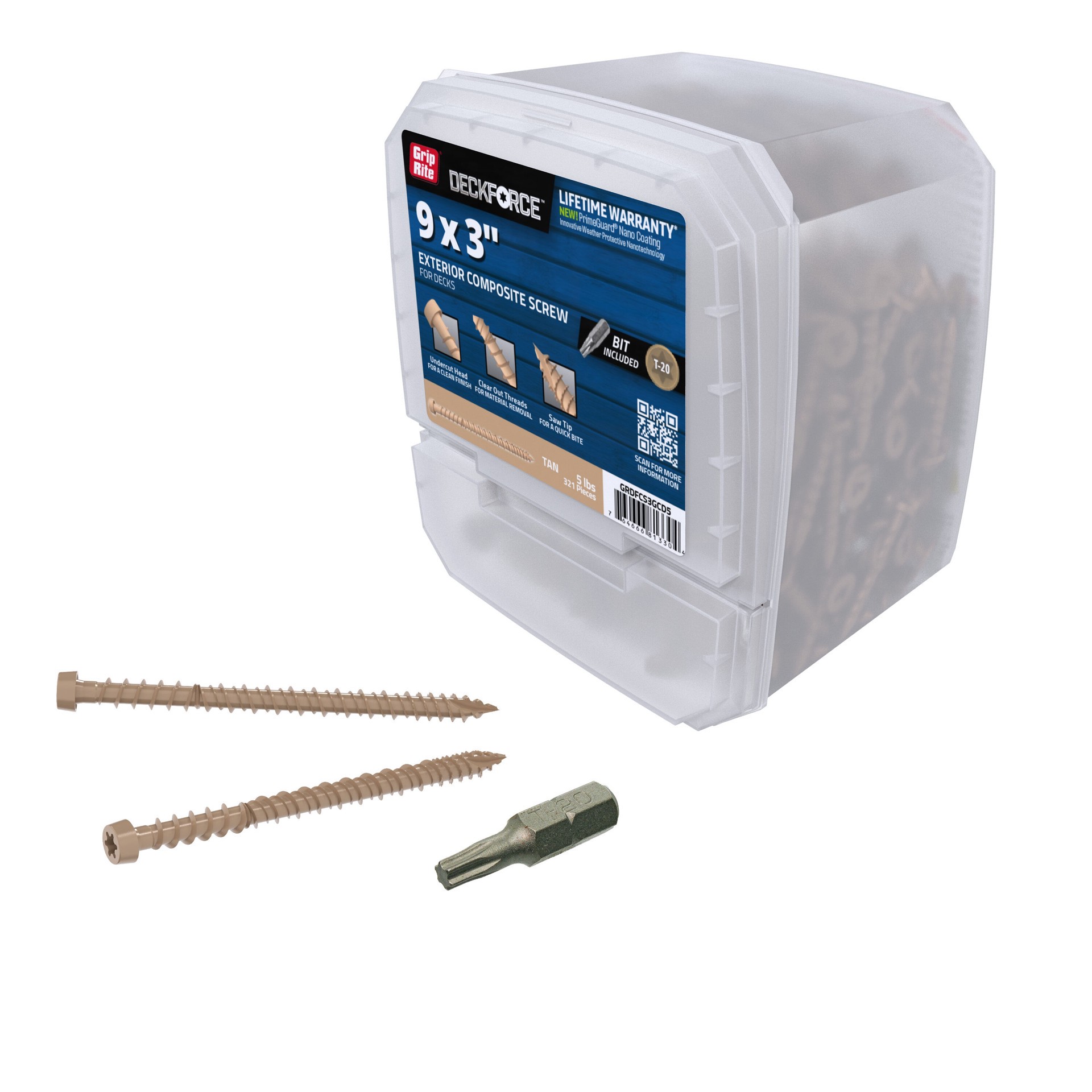 slide 5 of 6, DeckForce by Grip Rite #9 x 3-in Composite Deck Screws ( 321 -Per Box ), 1 ct