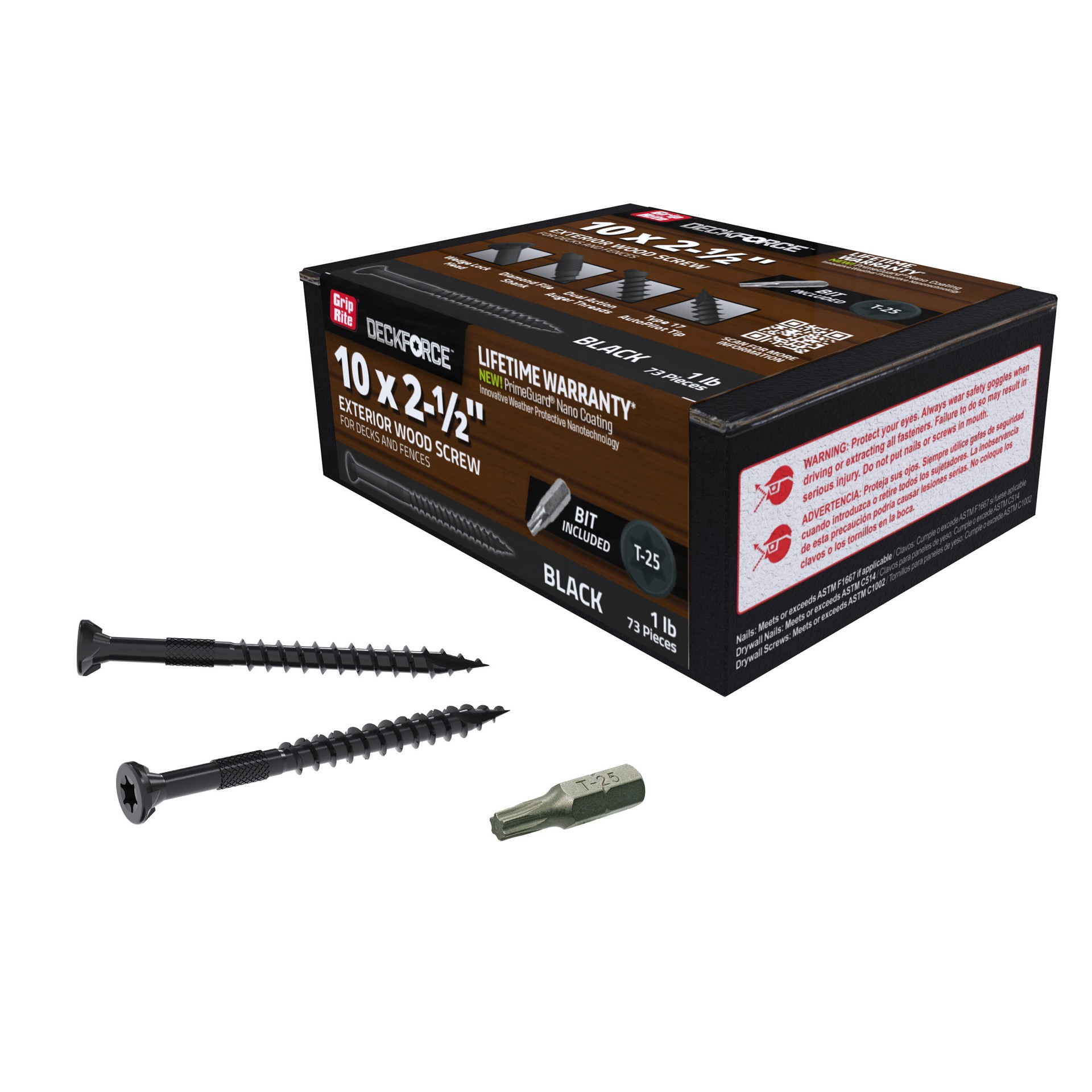 slide 5 of 6, DeckForce by Grip Rite #10 x 2-1/2-in Wood to wood Deck Screws ( 73 -Per Box ), 1 ct