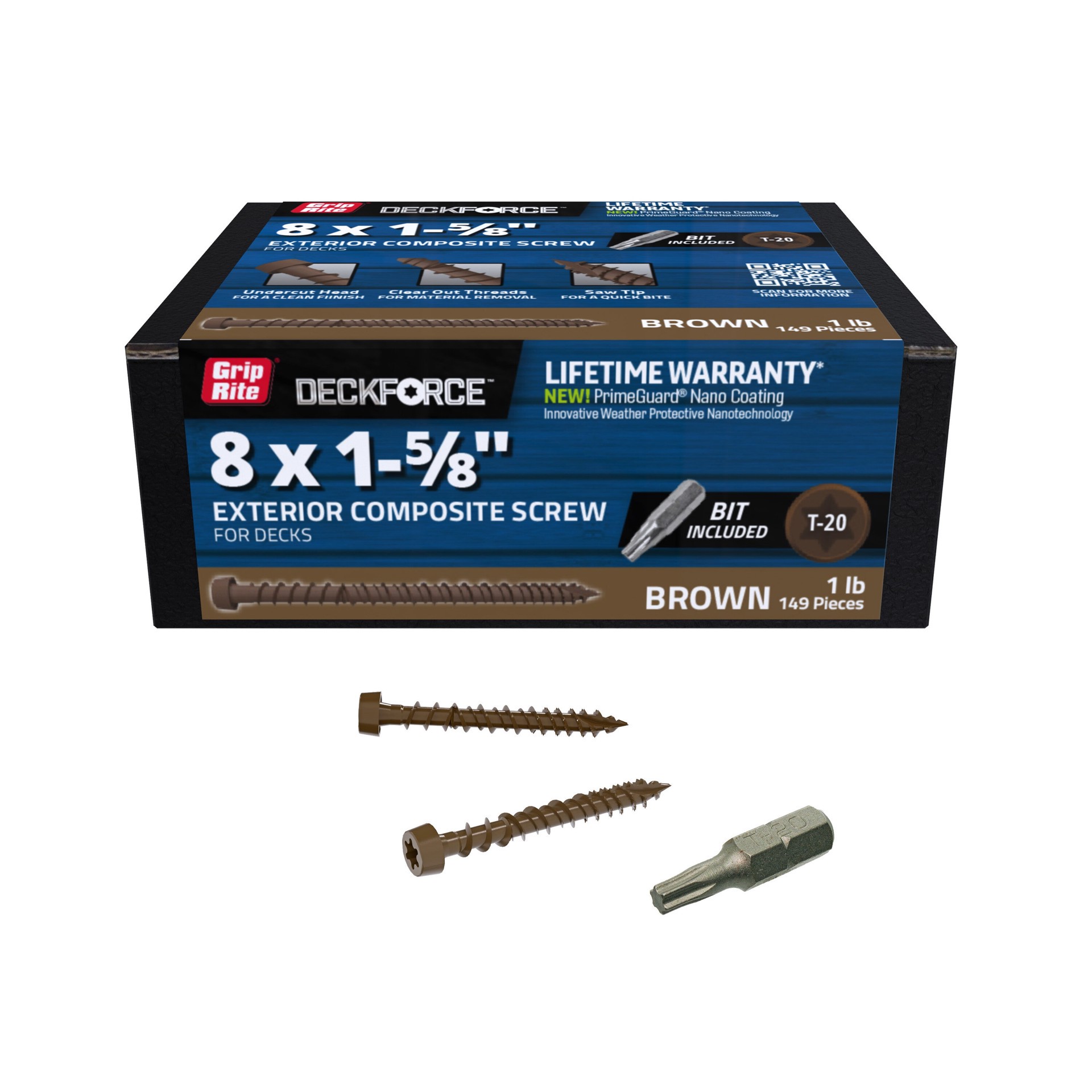 slide 2 of 6, DeckForce by Grip Rite #8 x 1-5/8-in Composite Deck Screws ( 149 -Per Box ), 1 ct