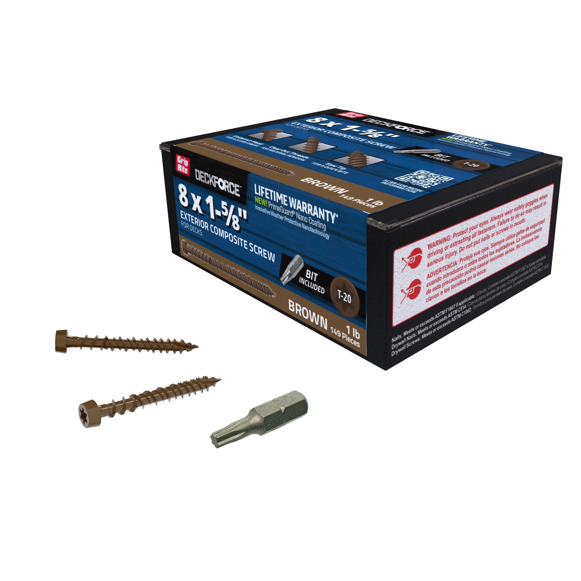 slide 5 of 6, DeckForce by Grip Rite #8 x 1-5/8-in Composite Deck Screws ( 149 -Per Box ), 1 ct