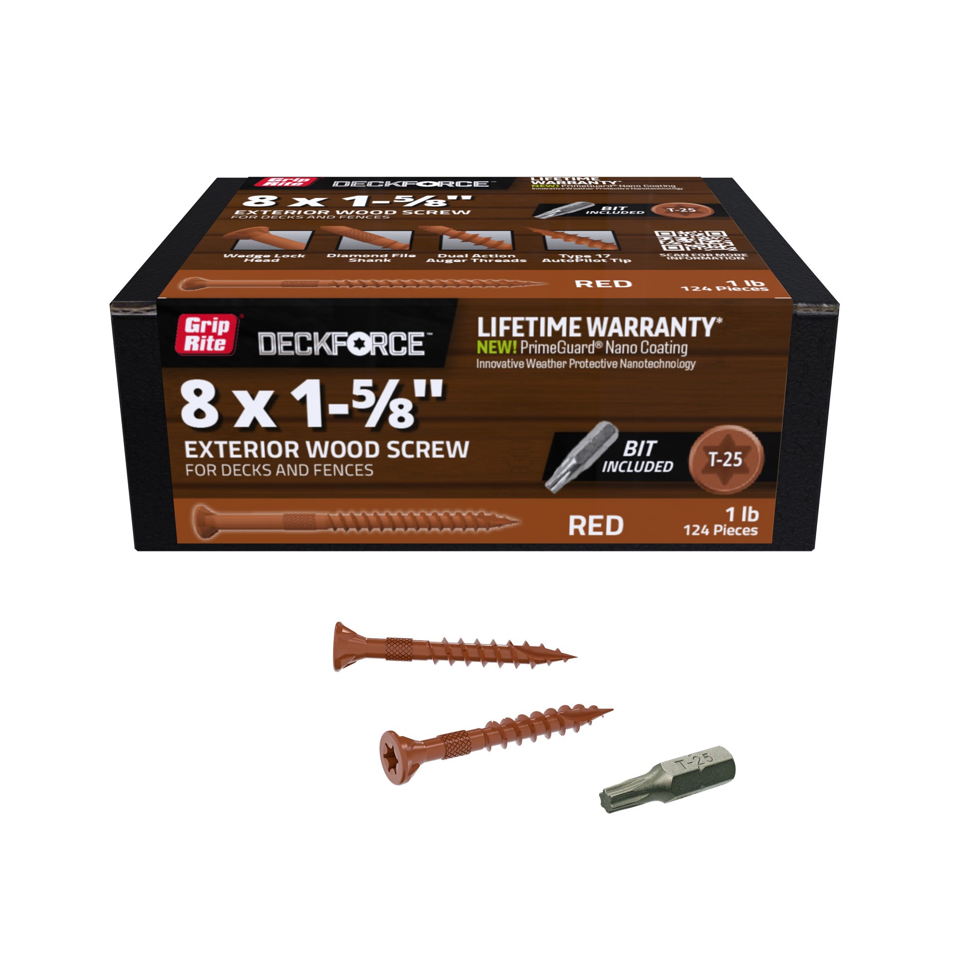 slide 2 of 6, DeckForce by Grip Rite #8 x 1-5/8-in Wood to wood Deck Screws ( 124 -Per Box ), 1 ct