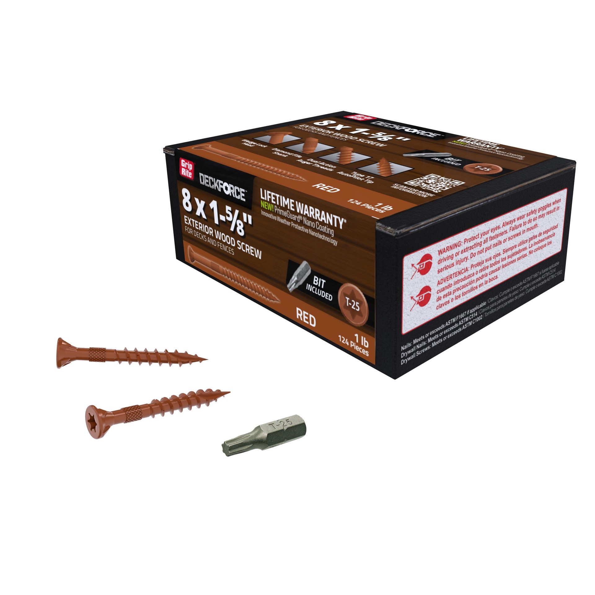 slide 5 of 6, DeckForce by Grip Rite #8 x 1-5/8-in Wood to wood Deck Screws ( 124 -Per Box ), 1 ct
