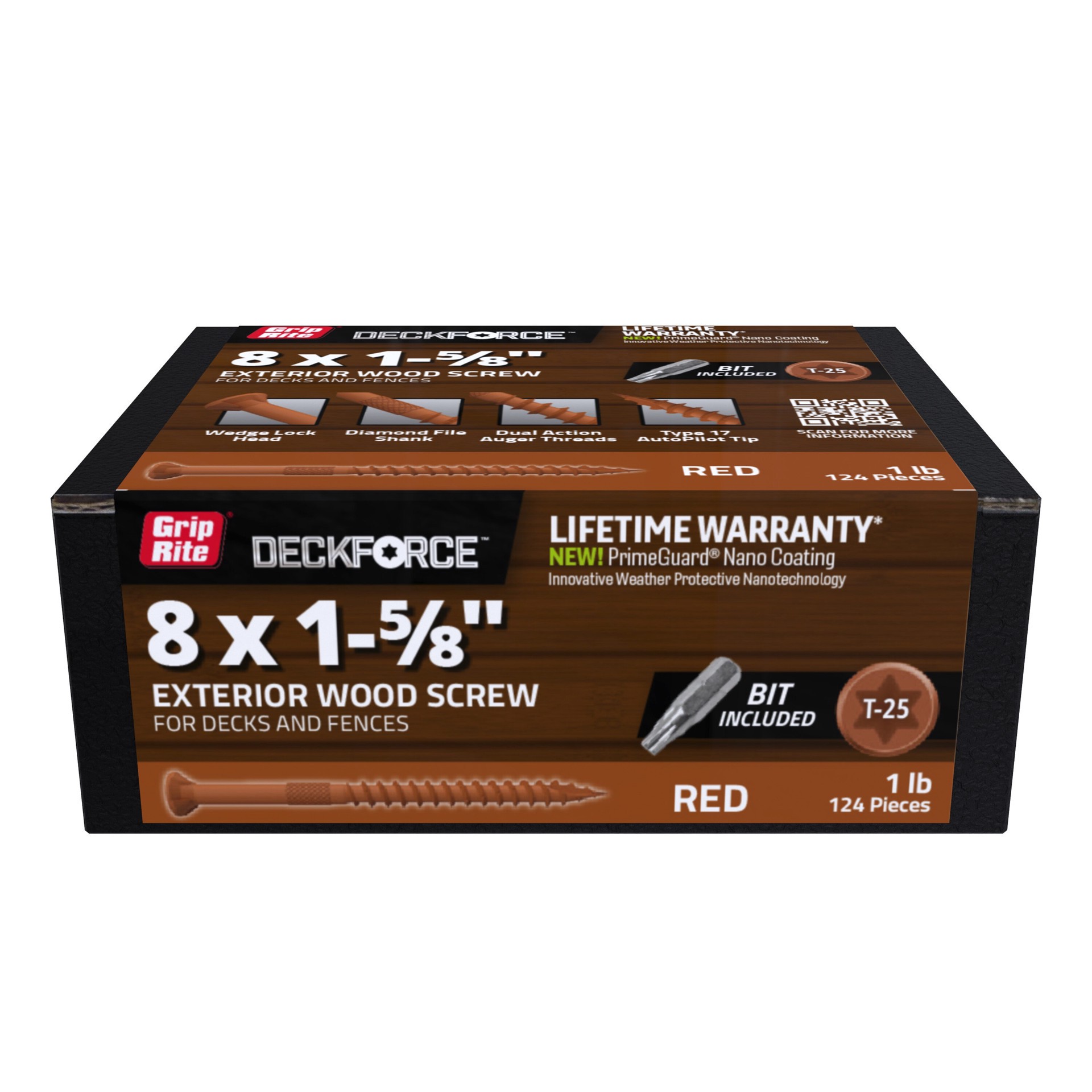 slide 1 of 6, DeckForce by Grip Rite #8 x 1-5/8-in Wood to wood Deck Screws ( 124 -Per Box ), 1 ct