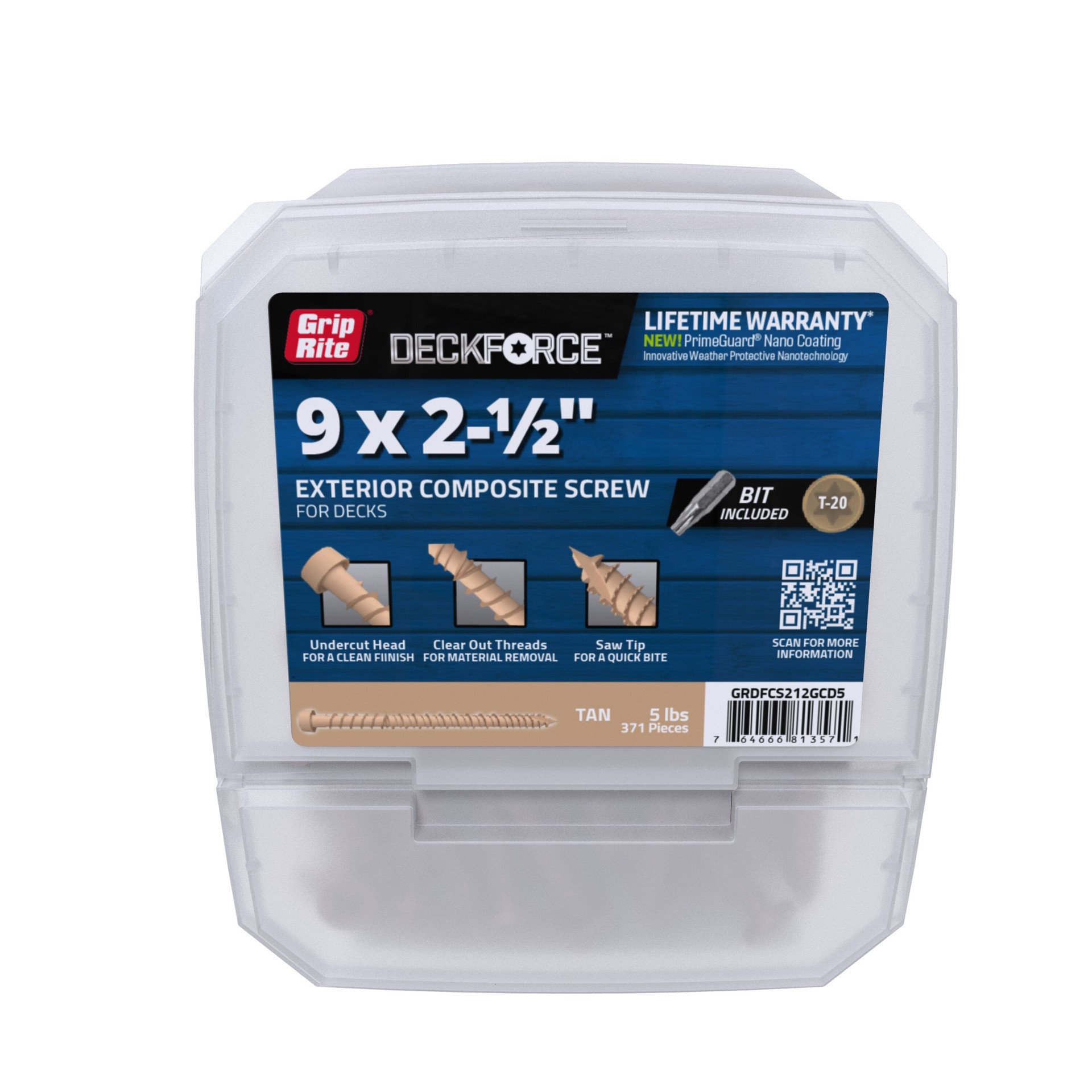 slide 1 of 6, DeckForce by Grip Rite #9 x 2-1/2-in Composite Deck Screws ( 371 -Per Box ), 1 ct