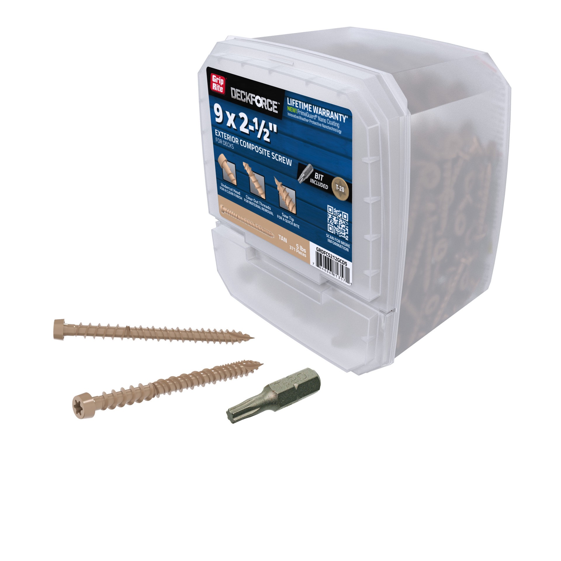 slide 5 of 6, DeckForce by Grip Rite #9 x 2-1/2-in Composite Deck Screws ( 371 -Per Box ), 1 ct