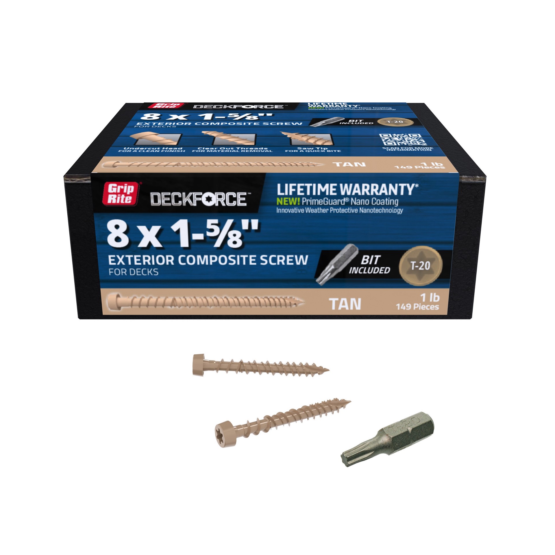 slide 2 of 6, DeckForce by Grip Rite #8 x 1-5/8-in Composite Deck Screws ( 149 -Per Box ), 1 ct