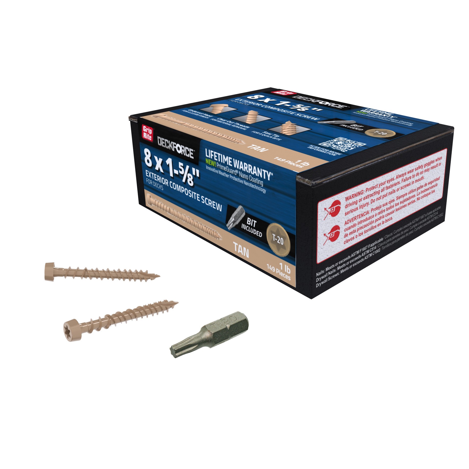 slide 5 of 6, DeckForce by Grip Rite #8 x 1-5/8-in Composite Deck Screws ( 149 -Per Box ), 1 ct