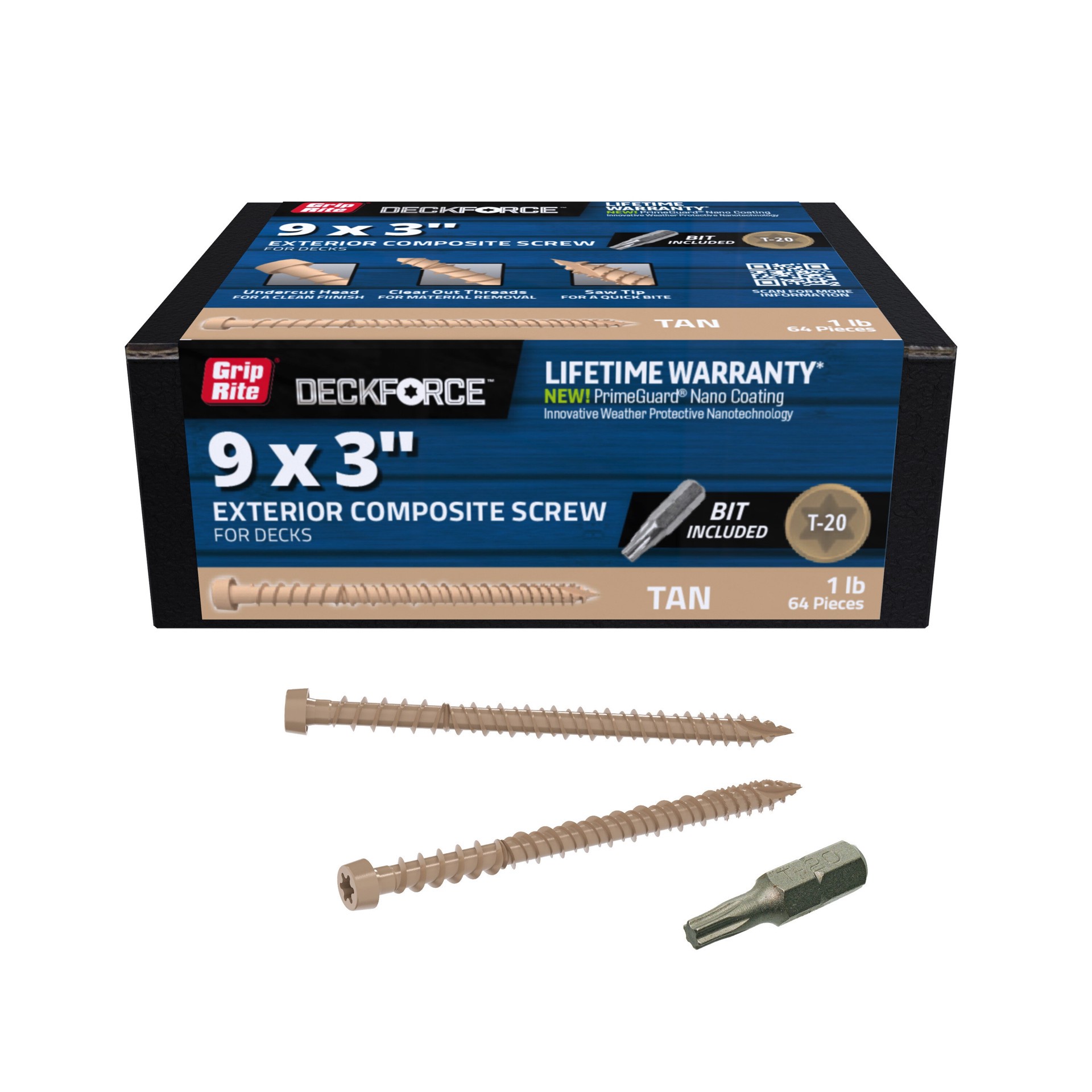 slide 2 of 6, DeckForce by Grip Rite #9 x 3-in Composite Deck Screws ( 64 -Per Box ), 1 ct