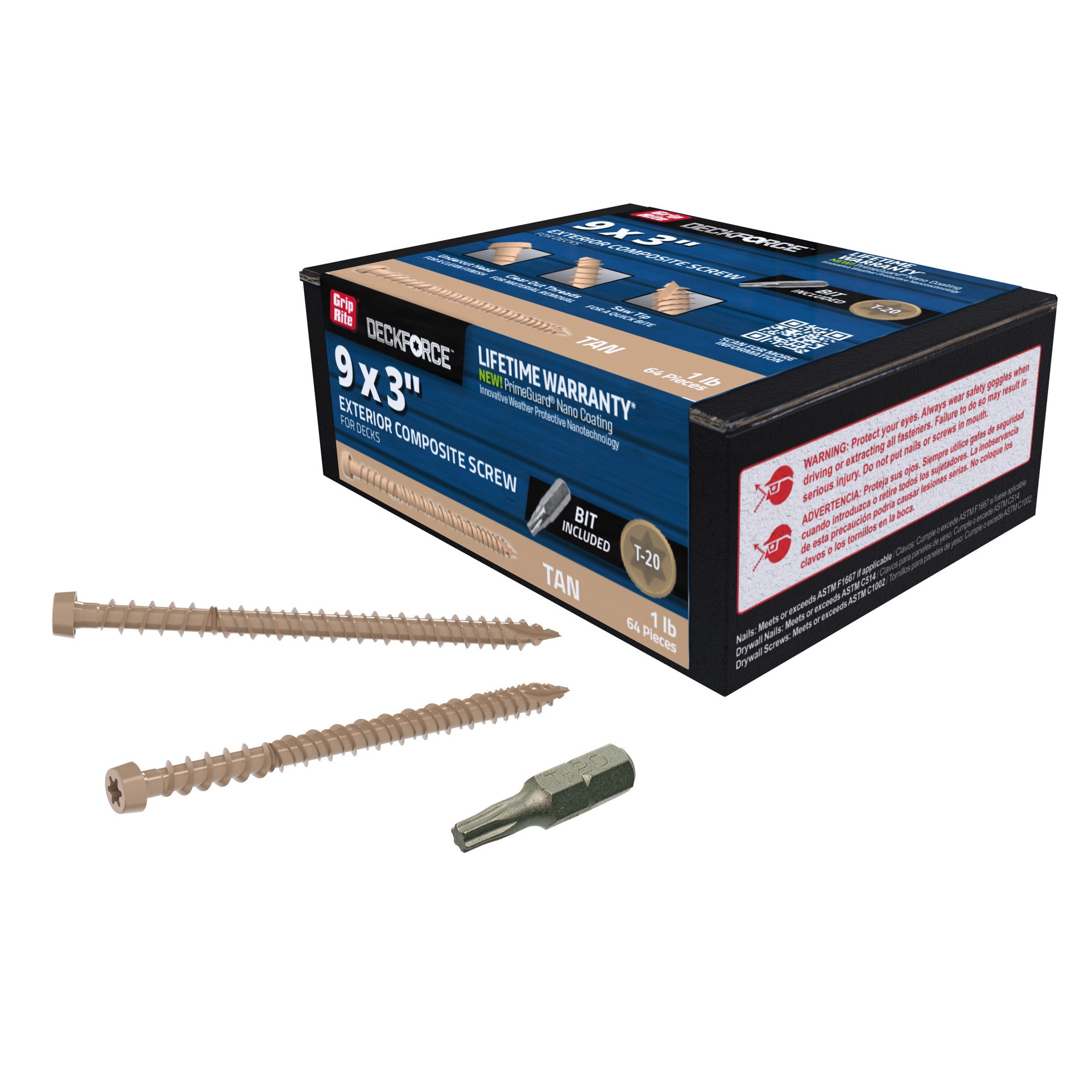 slide 5 of 6, DeckForce by Grip Rite #9 x 3-in Composite Deck Screws ( 64 -Per Box ), 1 ct