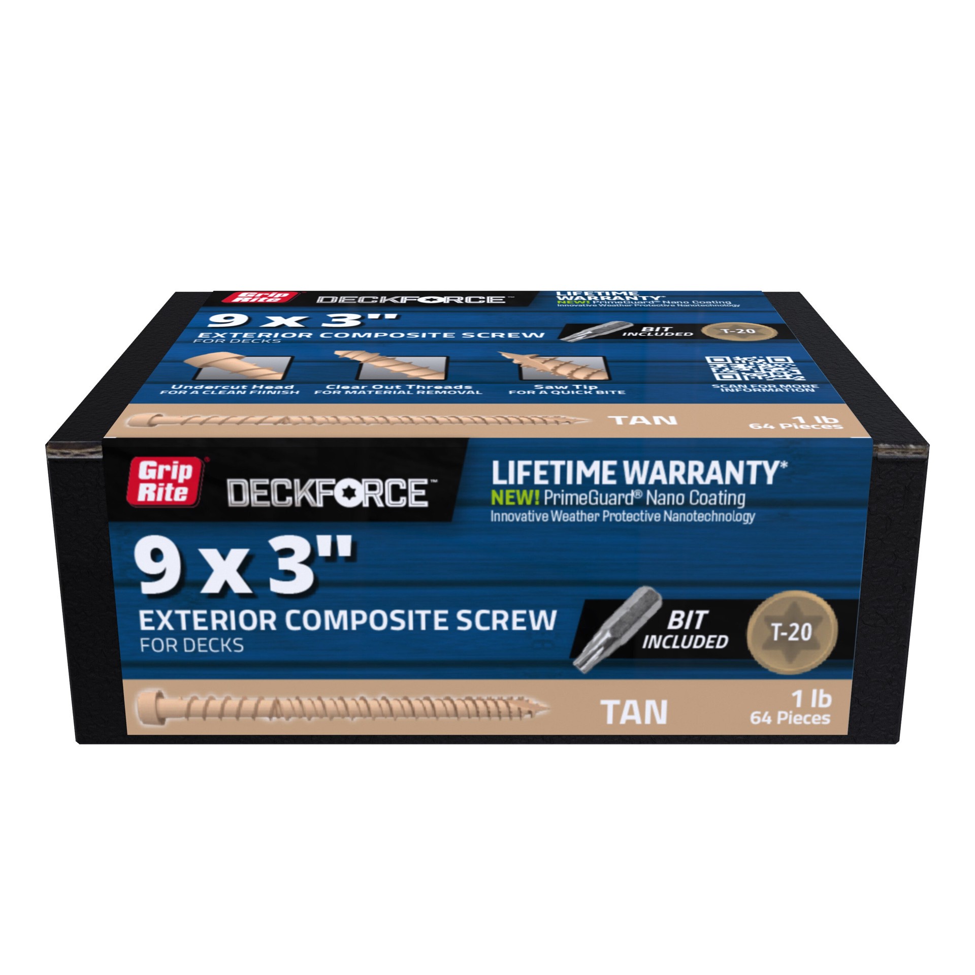 slide 1 of 6, DeckForce by Grip Rite #9 x 3-in Composite Deck Screws ( 64 -Per Box ), 1 ct