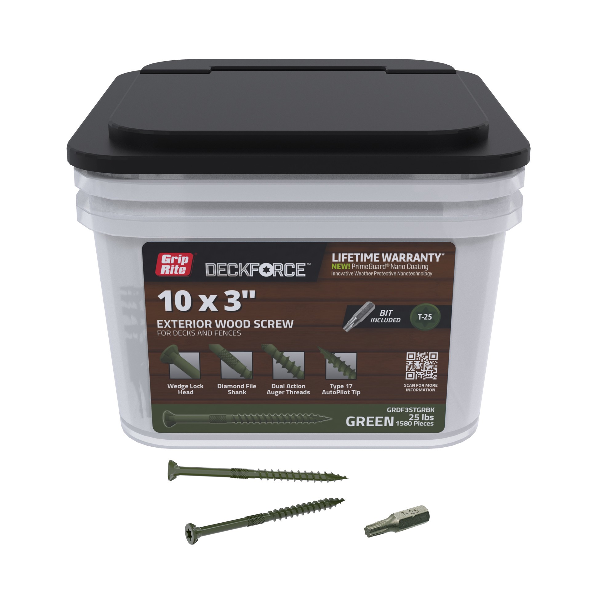 slide 2 of 6, DeckForce by Grip Rite #10 x 3-in Wood to wood Deck Screws ( 1580 -Per Box ), 1 ct
