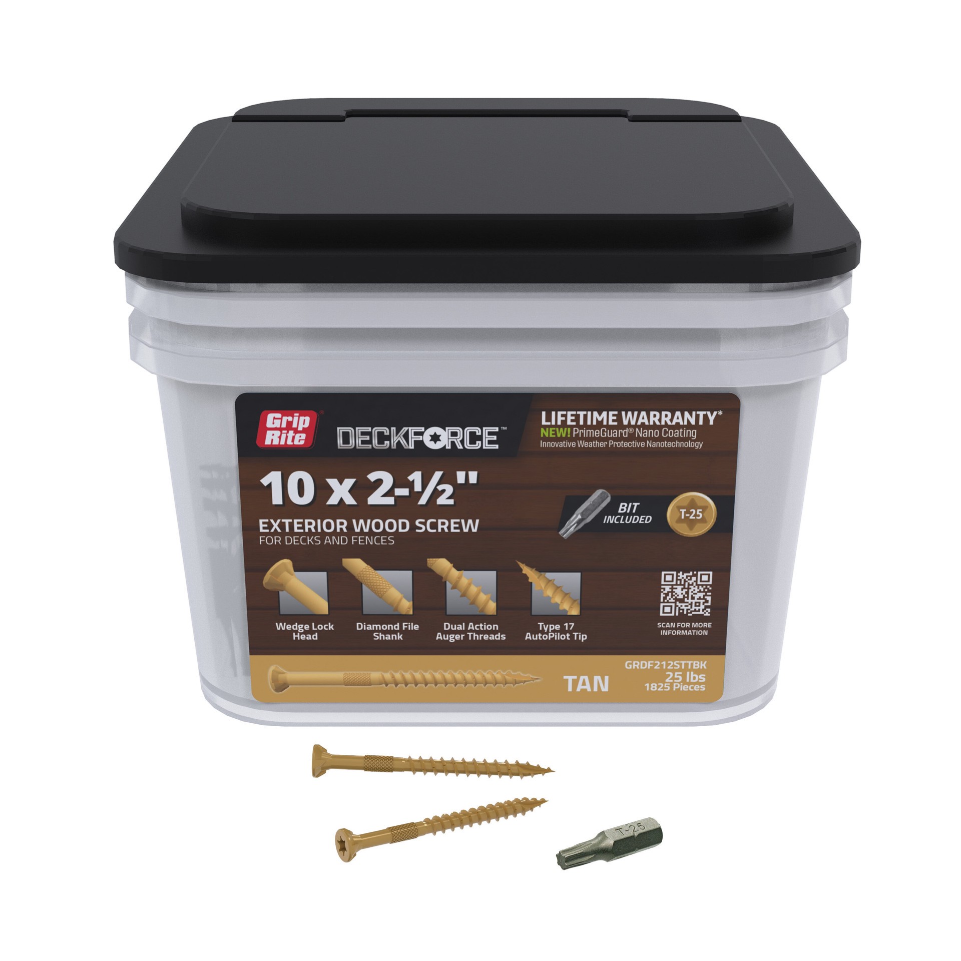 slide 2 of 6, DeckForce by Grip Rite #10 x 2-1/2-in Wood to wood Deck Screws ( 1825 -Per Box ), 1 ct
