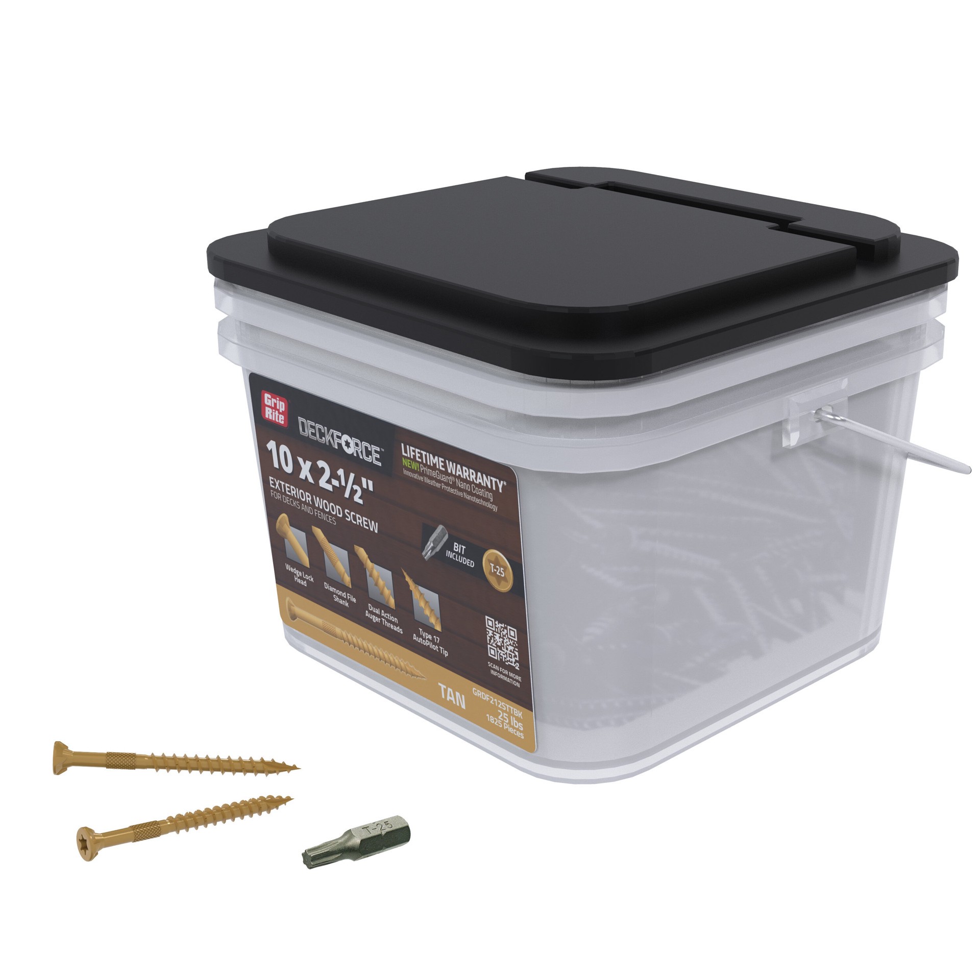 slide 5 of 6, DeckForce by Grip Rite #10 x 2-1/2-in Wood to wood Deck Screws ( 1825 -Per Box ), 1 ct