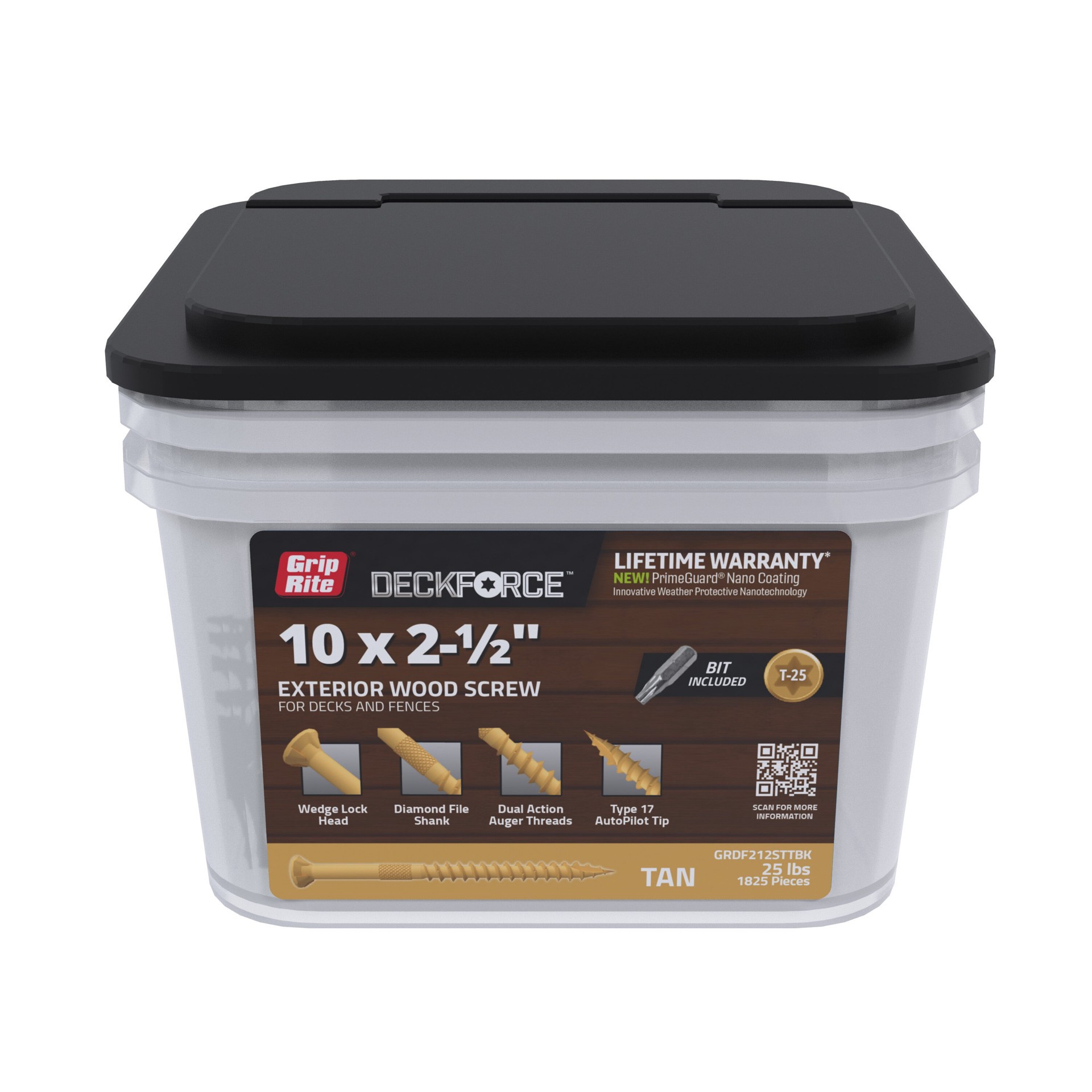 slide 1 of 6, DeckForce by Grip Rite #10 x 2-1/2-in Wood to wood Deck Screws ( 1825 -Per Box ), 1 ct