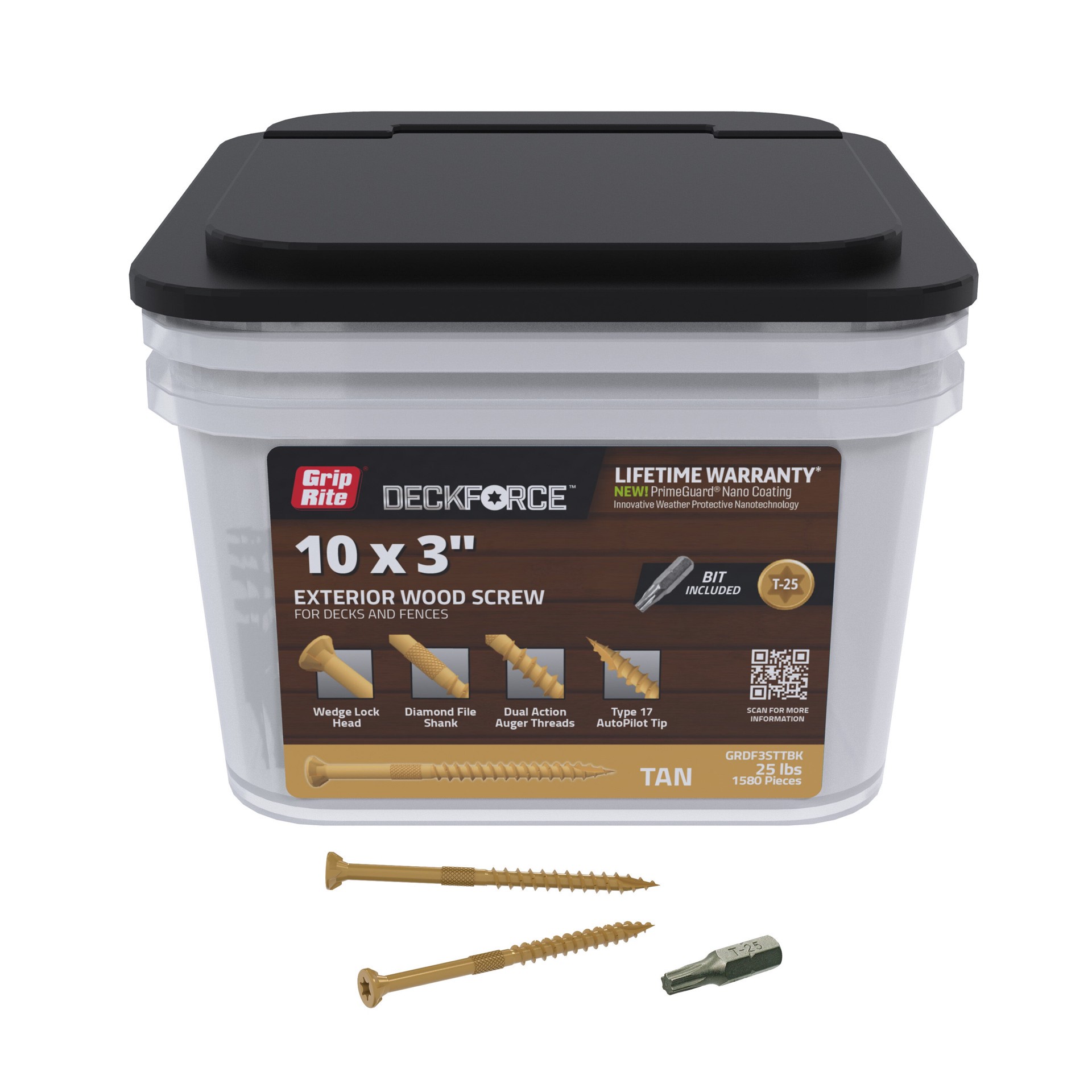 slide 2 of 6, DeckForce by Grip Rite #10 x 3-in Wood to wood Deck Screws ( 1580 -Per Box ), 1 ct
