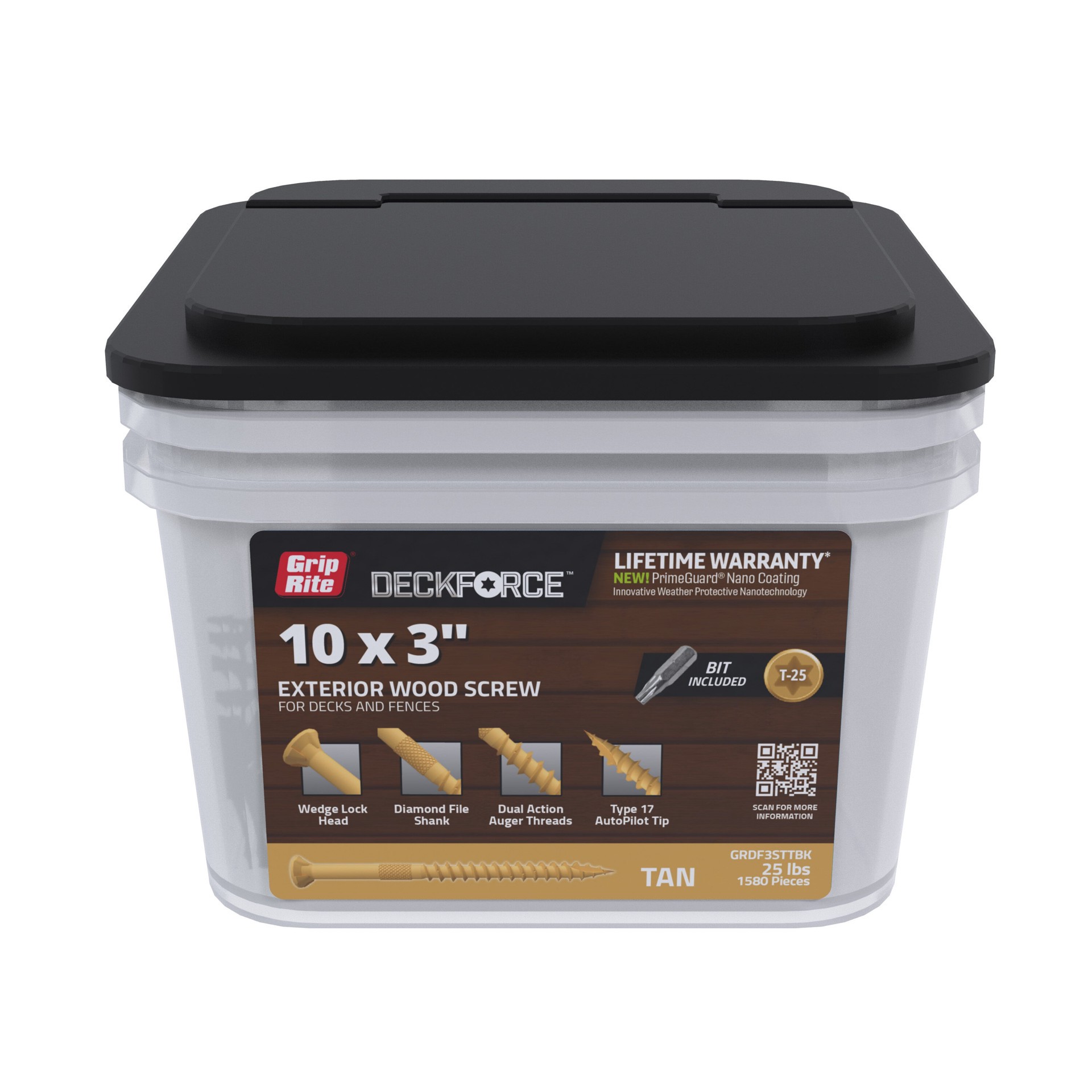slide 1 of 6, DeckForce by Grip Rite #10 x 3-in Wood to wood Deck Screws ( 1580 -Per Box ), 1 ct