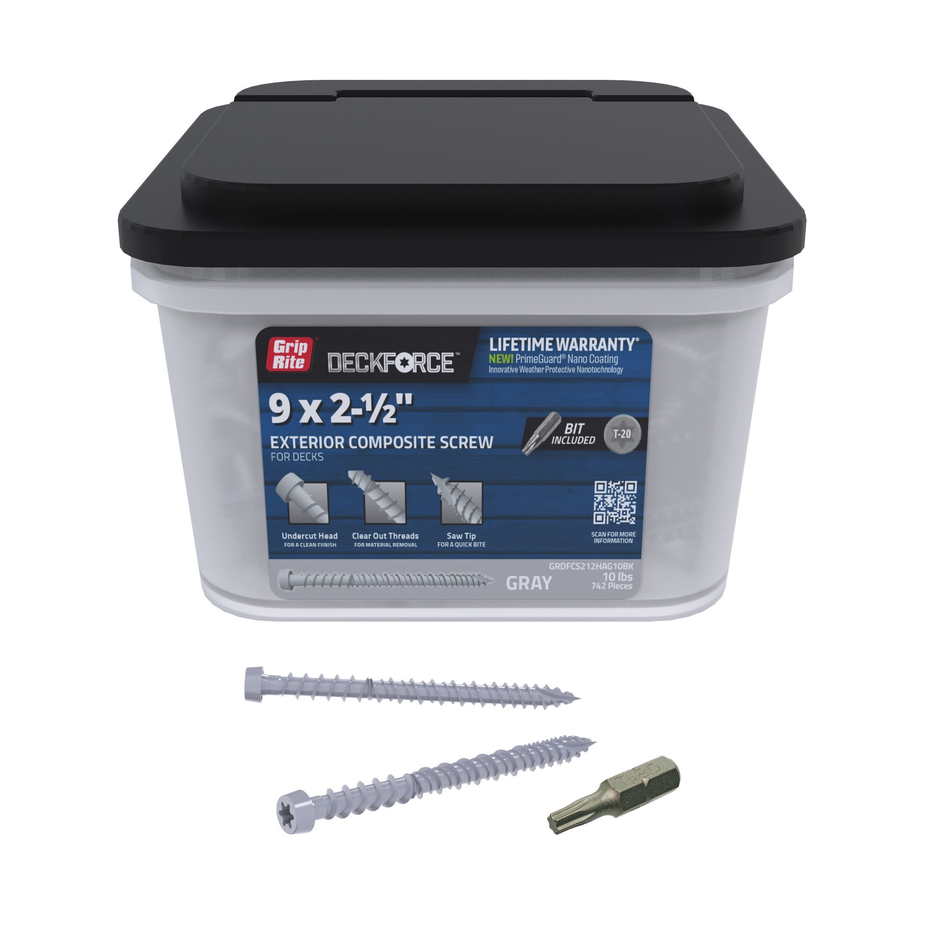 slide 2 of 6, DeckForce by Grip Rite #9 x 2-1/2-in Composite Deck Screws ( 742 -Per Box ), 1 ct