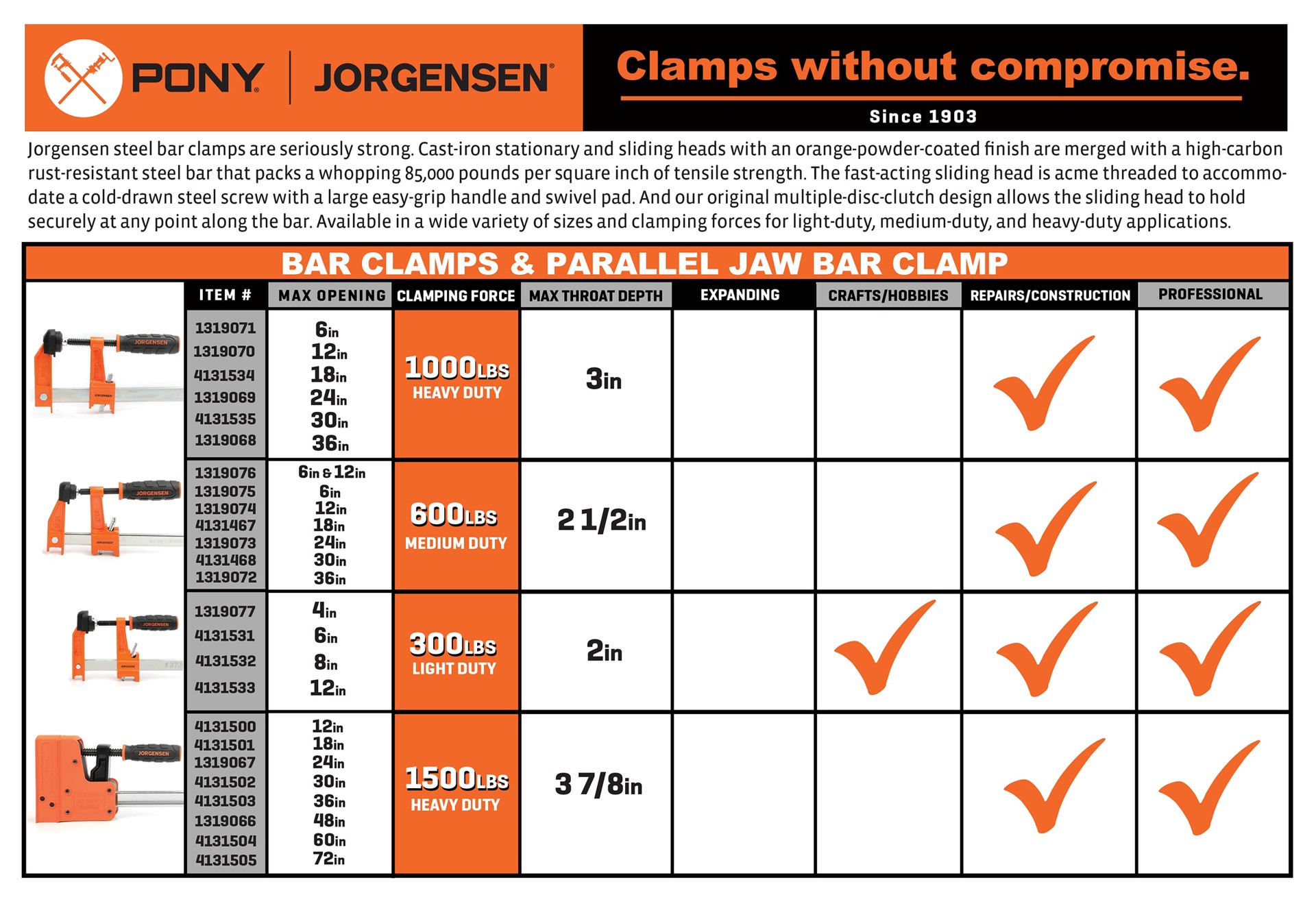 slide 3 of 6, Jorgensen 2 -Pack 6-in E-Z Hold 150-lb Trigger Clamp, 1 ct