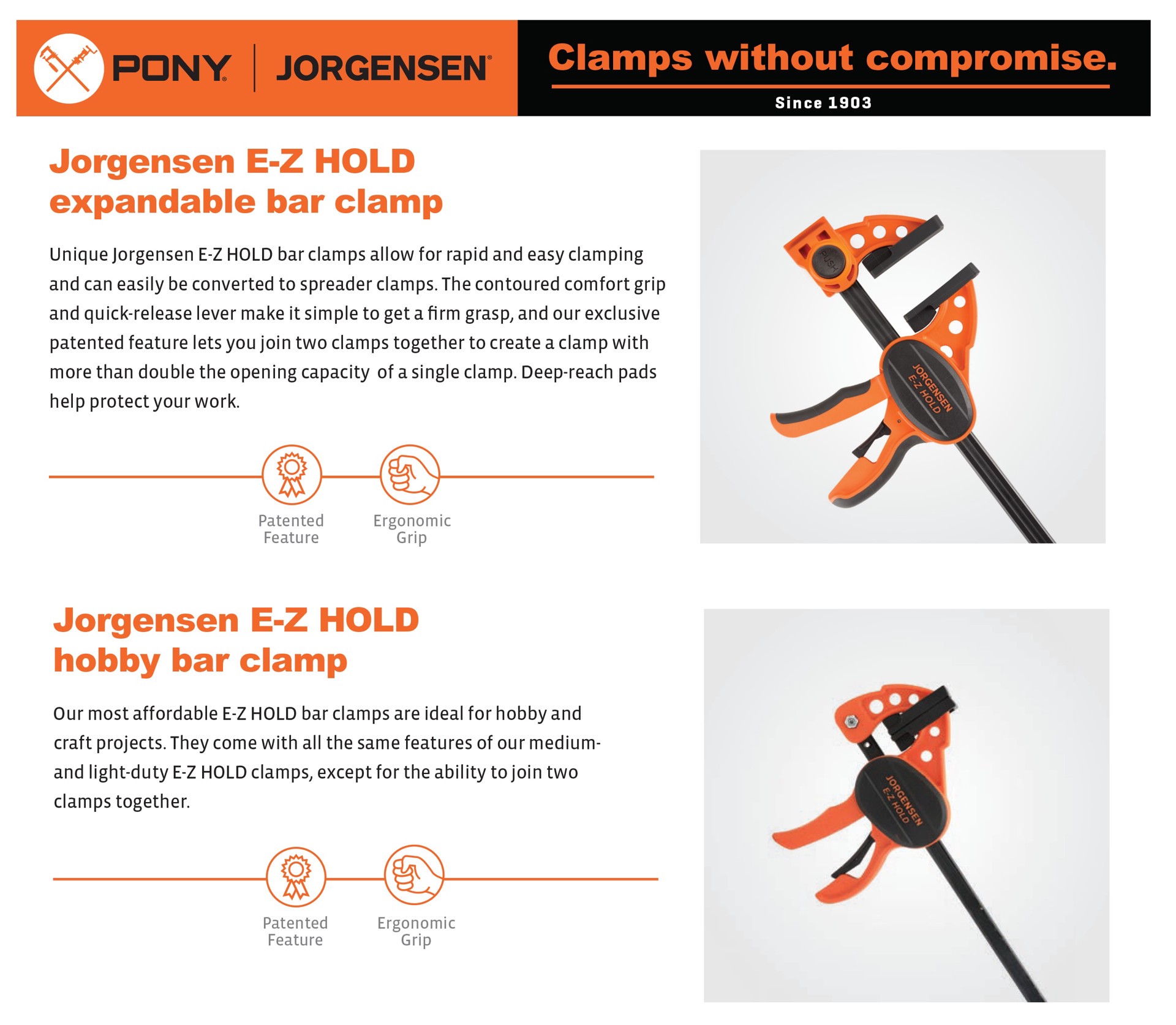 slide 4 of 6, Jorgensen 2 -Pack 6-in E-Z Hold 150-lb Trigger Clamp, 1 ct
