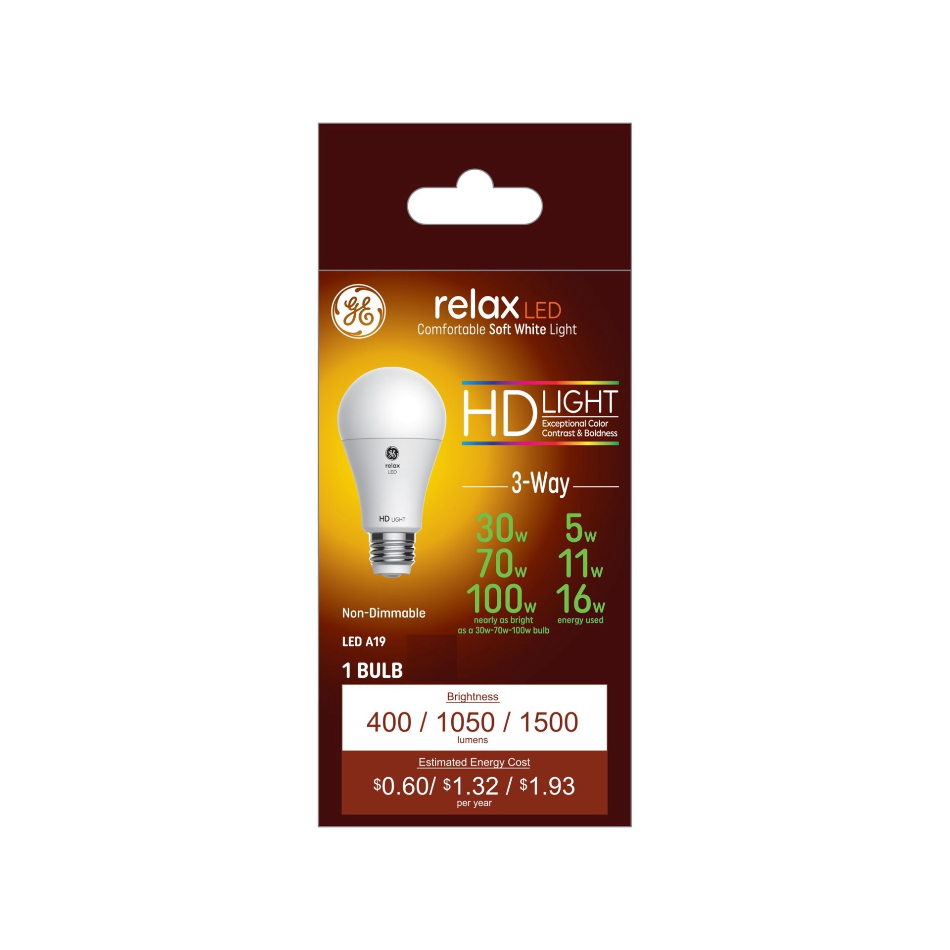 slide 1 of 6, GE Relax HD 100 -Watt EQ A21 Soft white Medium screw base E26 LED General purpose Light Bulb, 1 ct