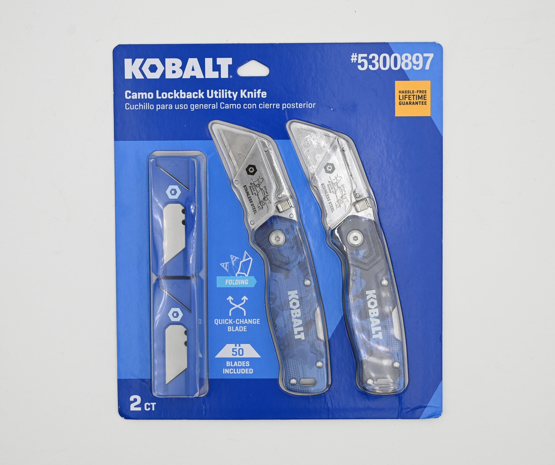 slide 2 of 6, Kobalt Camo Lockback 3/4-in 50 -Blade Folding Utility Knife, 1 ct