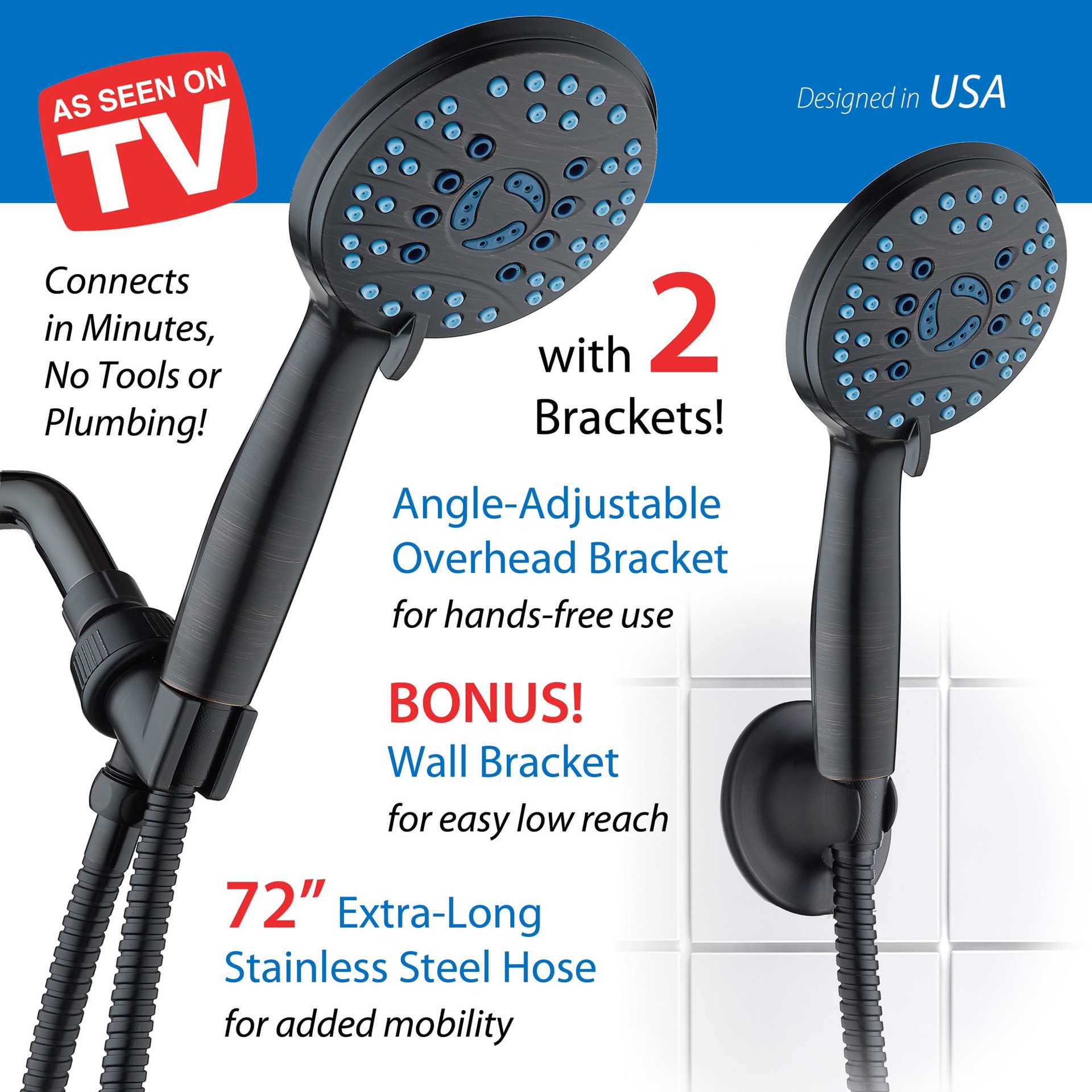 slide 4 of 6, AquaCare 6.0 -Spray Matte Black Handheld Shower Head 1.8 GPM, 1 ct