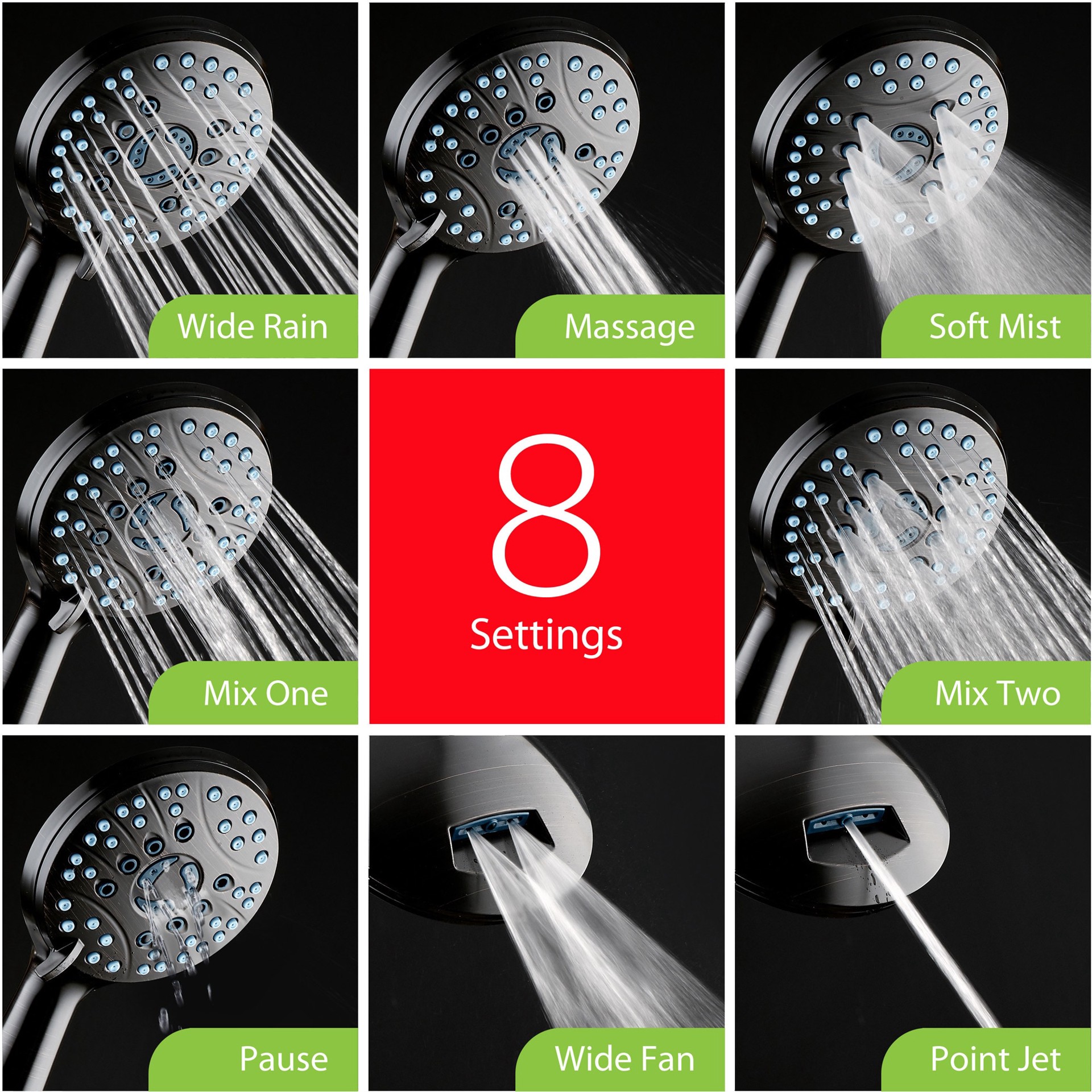 slide 5 of 6, AquaCare 6.0 -Spray Matte Black Handheld Shower Head 1.8 GPM, 1 ct