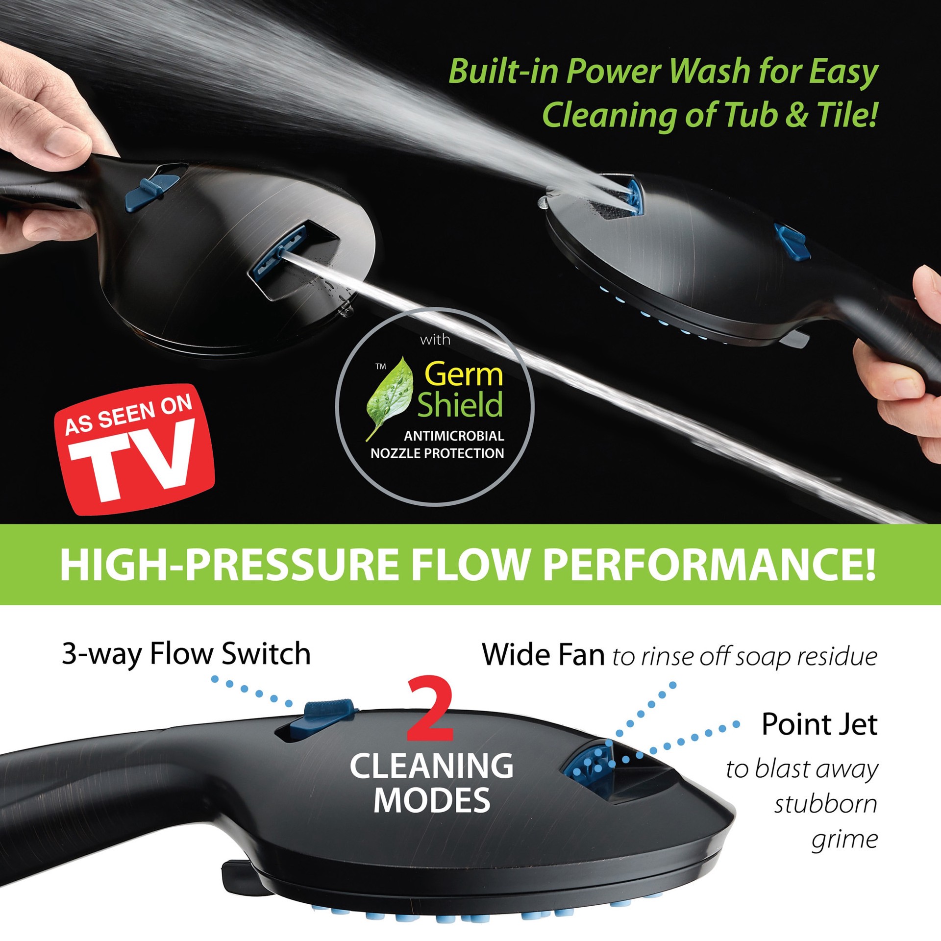 slide 6 of 6, AquaCare 6.0 -Spray Matte Black Handheld Shower Head 1.8 GPM, 1 ct