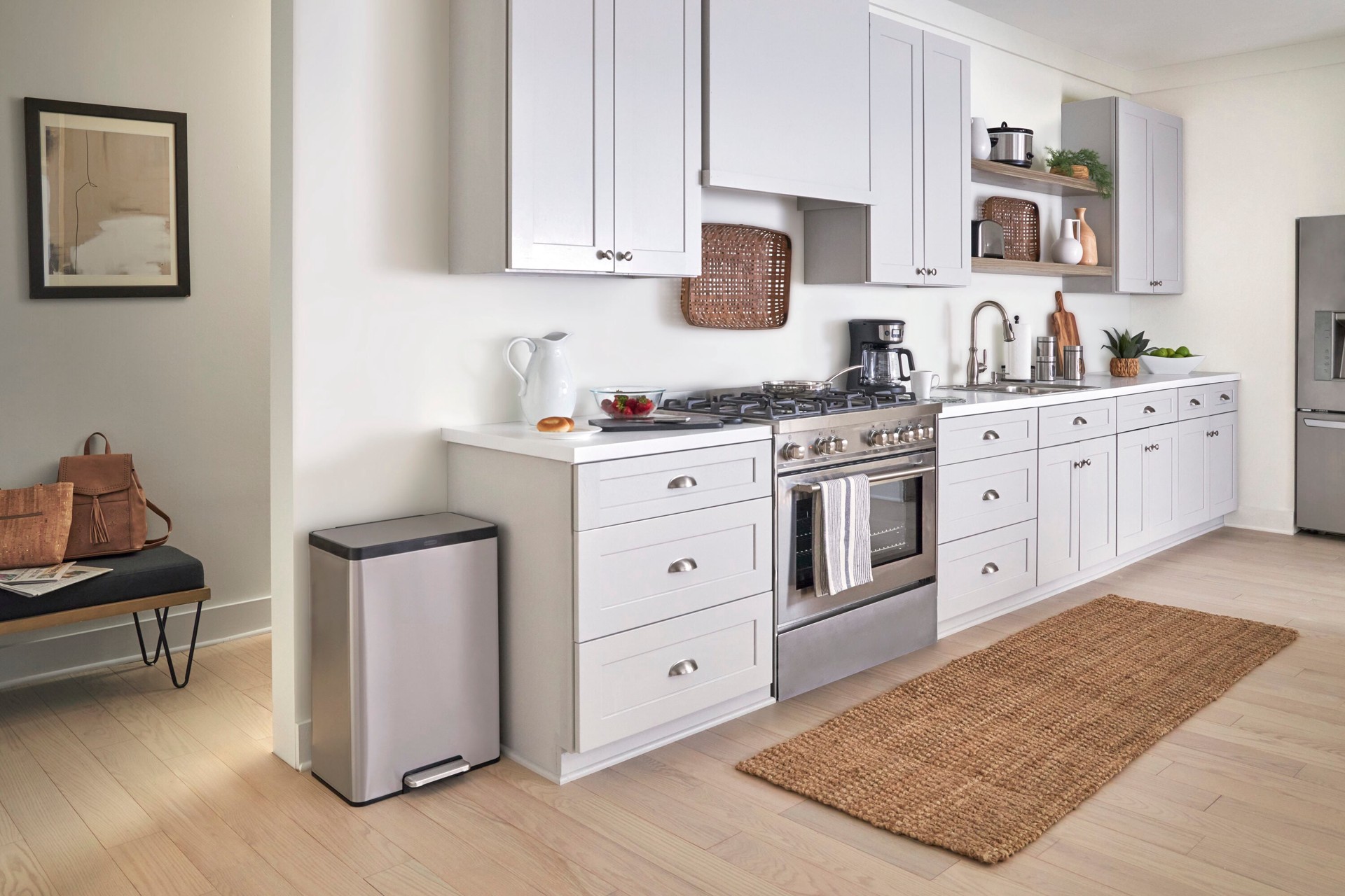 slide 4 of 6, Rubbermaid 12 Gallon Silver Metal Indoor Kitchen Step Trash Can, 1 ct