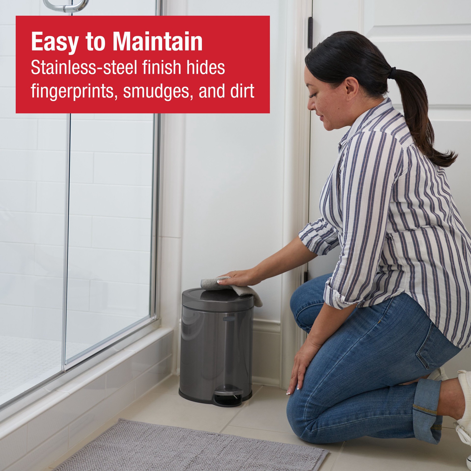slide 4 of 6, Rubbermaid 1.6 Gallon Charcoal Metal Indoor Step Trash Can, 1 ct