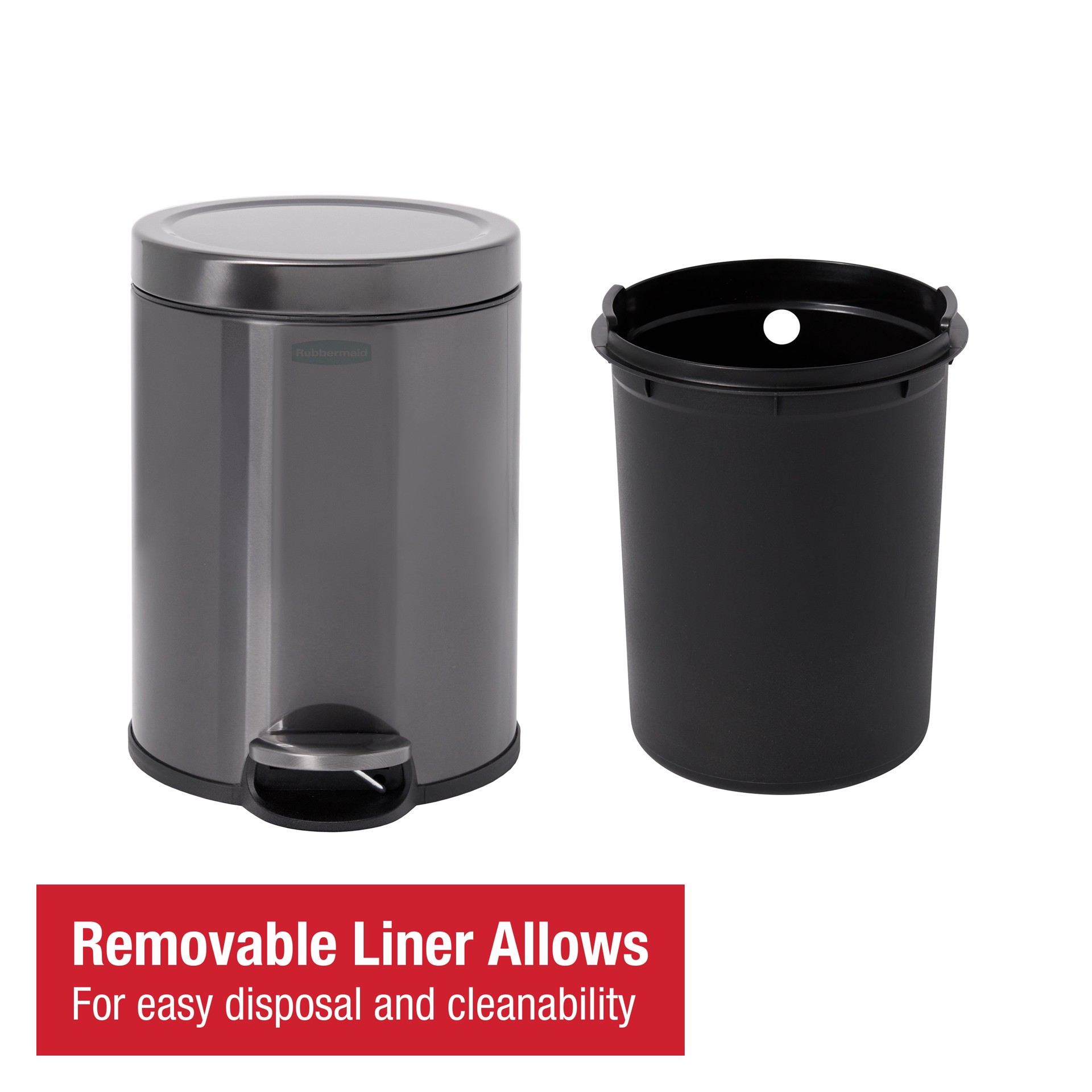 slide 6 of 6, Rubbermaid 1.6 Gallon Charcoal Metal Indoor Step Trash Can, 1 ct