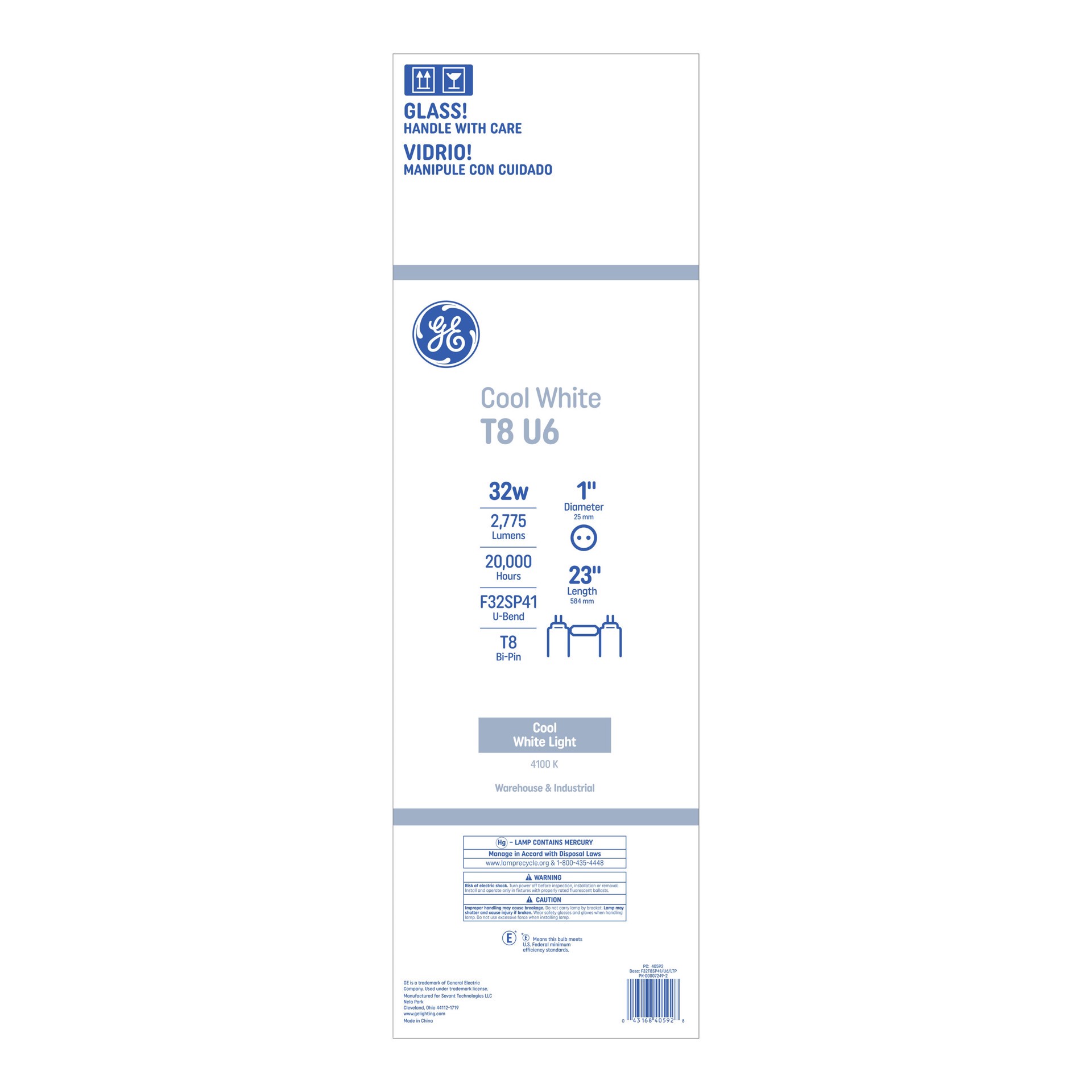 slide 4 of 6, GE 32 -Watt EQ T8 Cool white Medium bi-pin (T8) Fluorescent Tube Light Bulb, 1 ct