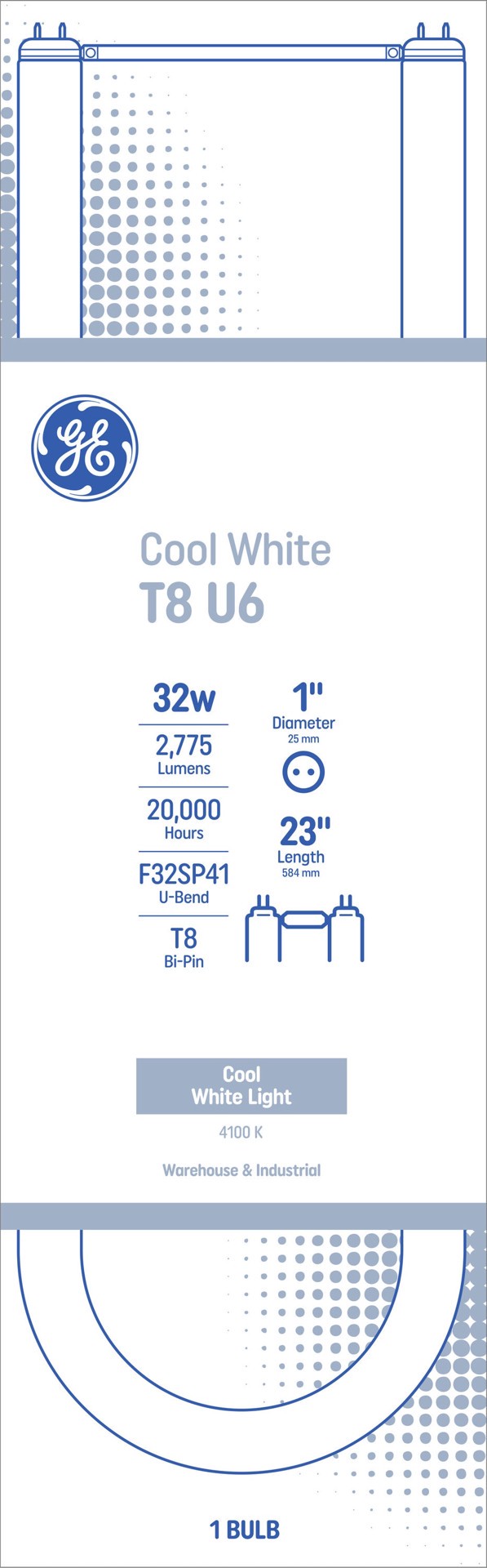 slide 1 of 6, GE 32 -Watt EQ T8 Cool white Medium bi-pin (T8) Fluorescent Tube Light Bulb, 1 ct