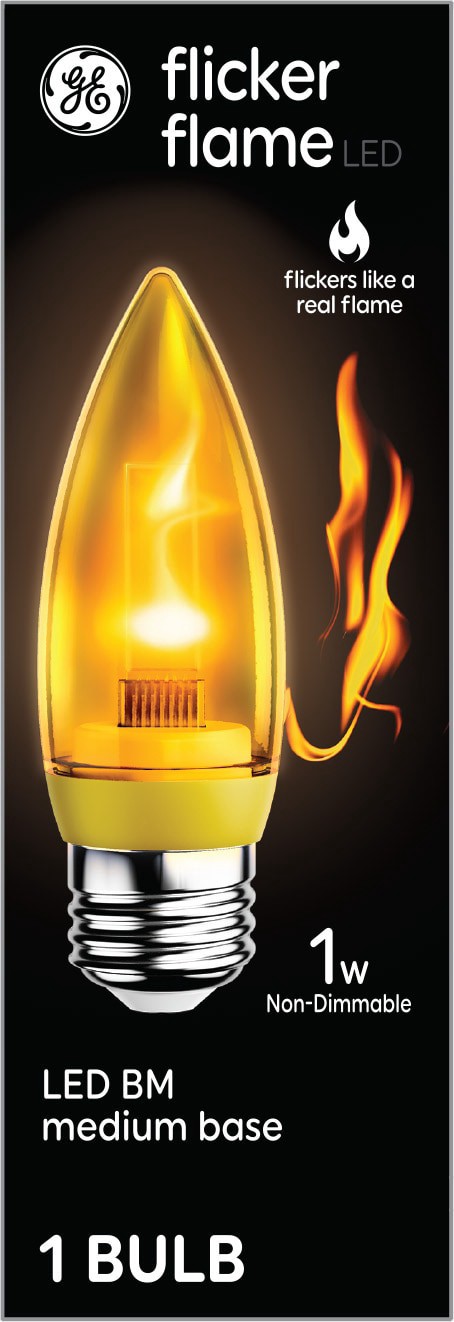 slide 1 of 6, GE Flame Bulb 1 -Watt EQ B11 Warm candlelight Medium base (E-26) LED Decorative Light Bulb, 1 ct