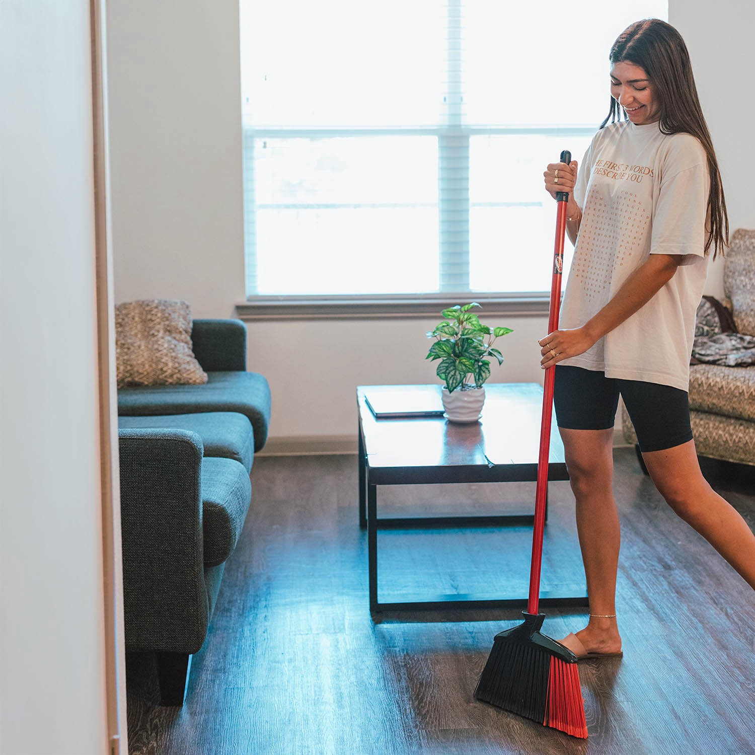 slide 4 of 6, Libman 14-in Poly fiber Multi-surface Angle Upright Broom, 1 ct